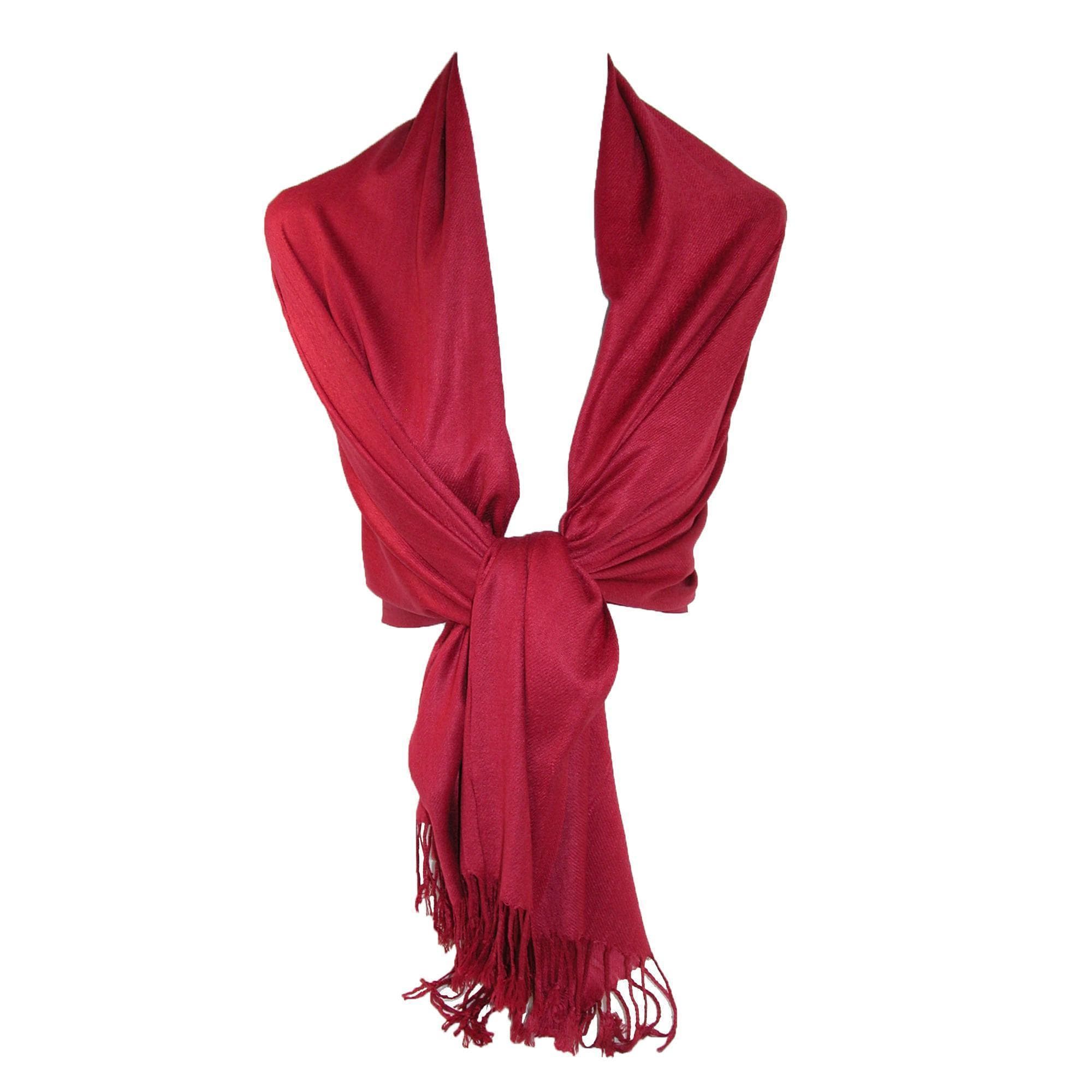 CTM® Women's Classic Pashmina Style Shawl Wraps - Burgundy