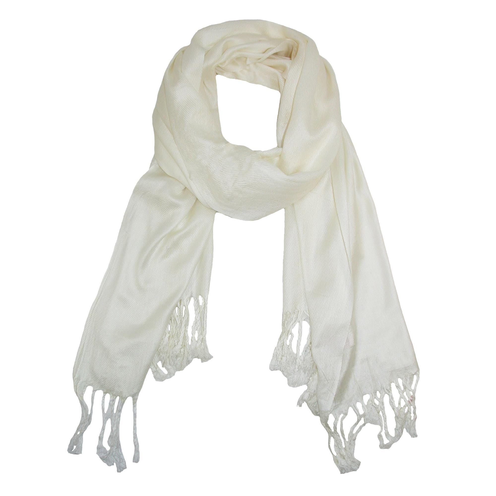 CTM® Women's Classic Pashmina Style Shawl Wraps - Cream