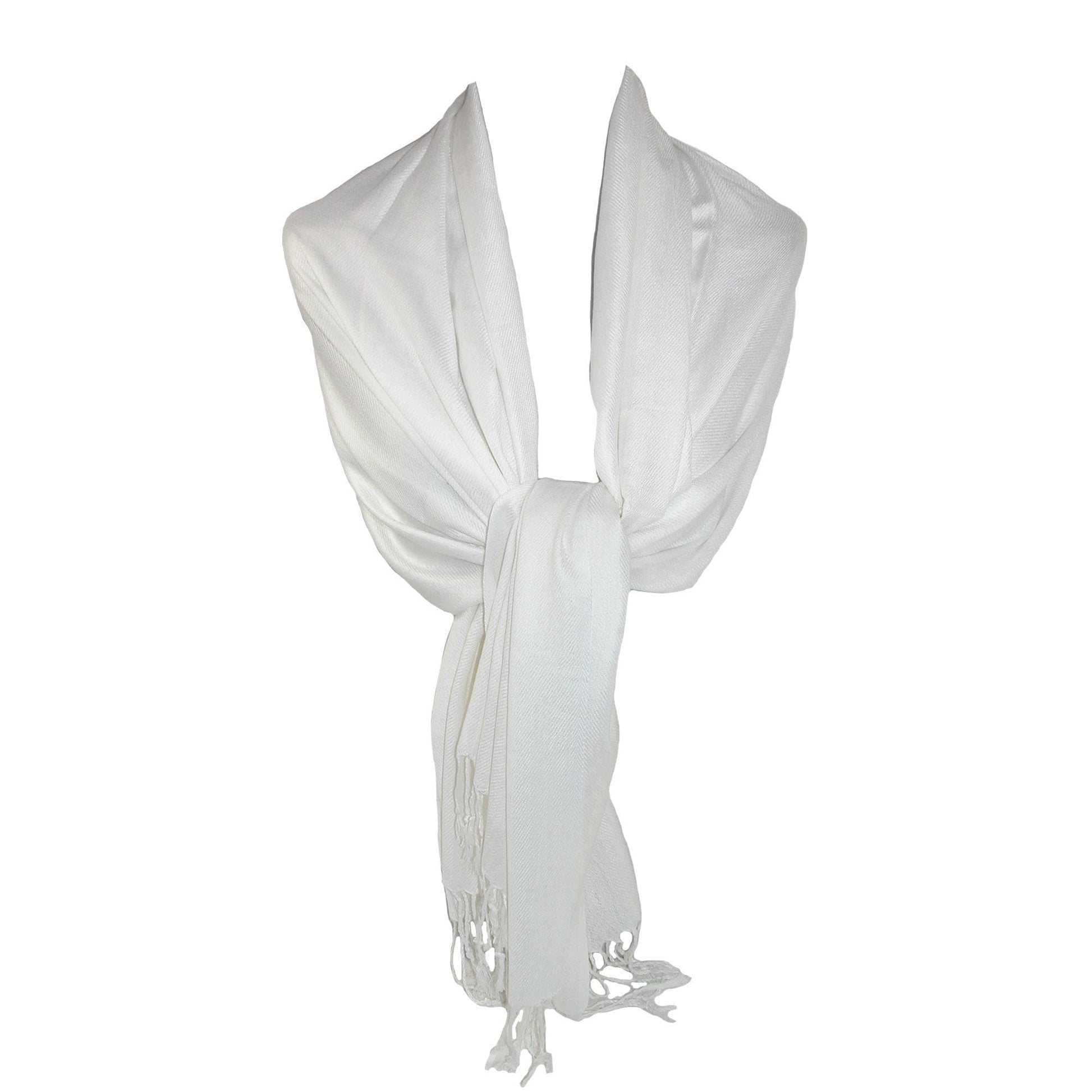 CTM® Women's Classic Pashmina Style Shawl Wraps - Cream