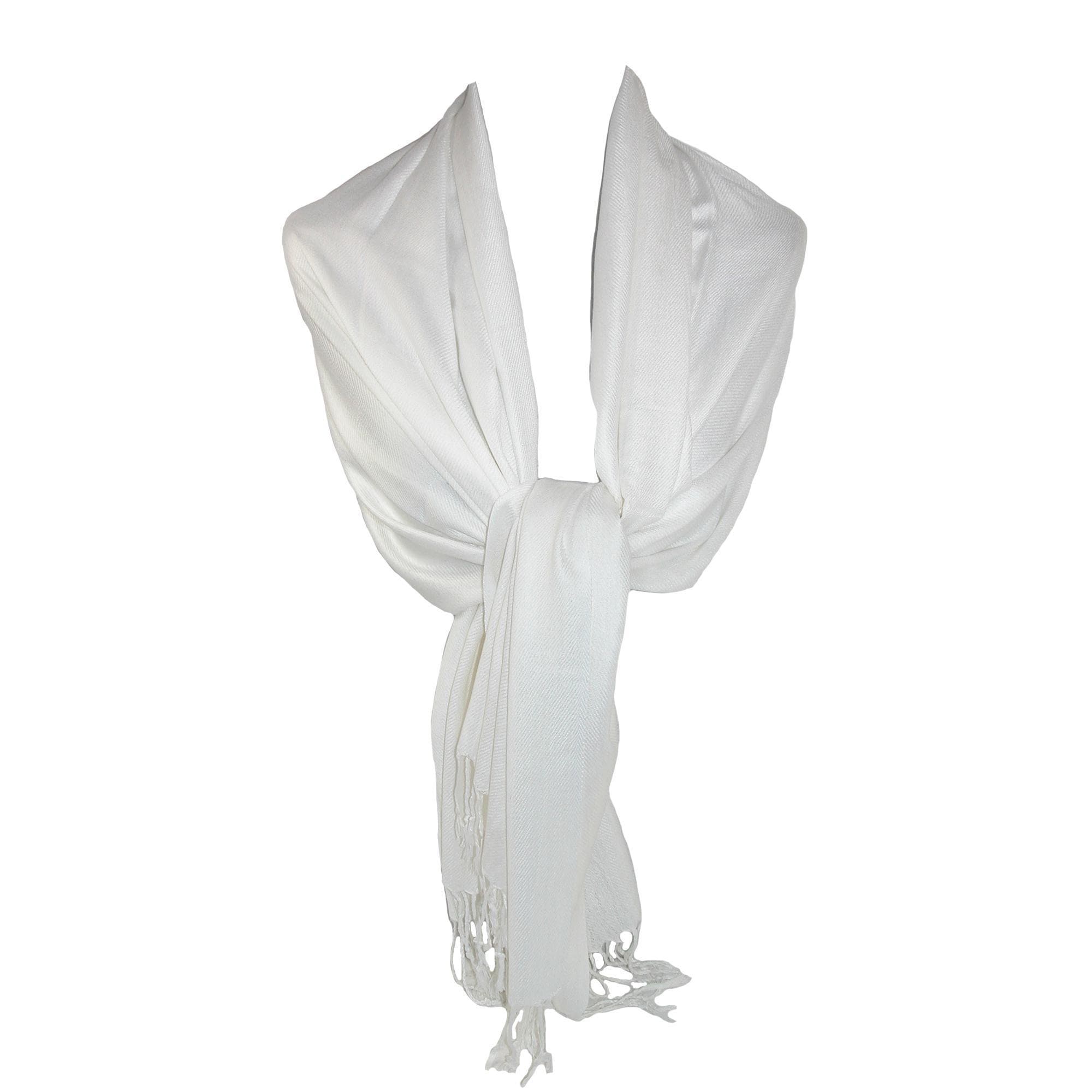CTM® Women's Classic Pashmina Style Shawl Wraps - Cream