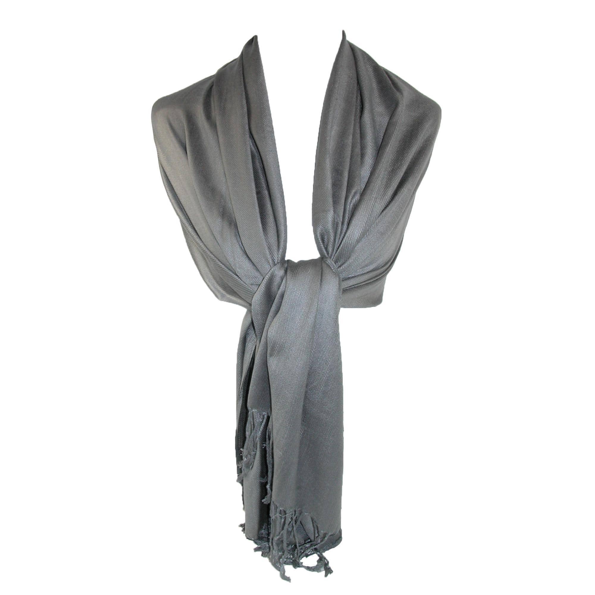CTM® Women's Classic Pashmina Style Shawl Wraps - Grey