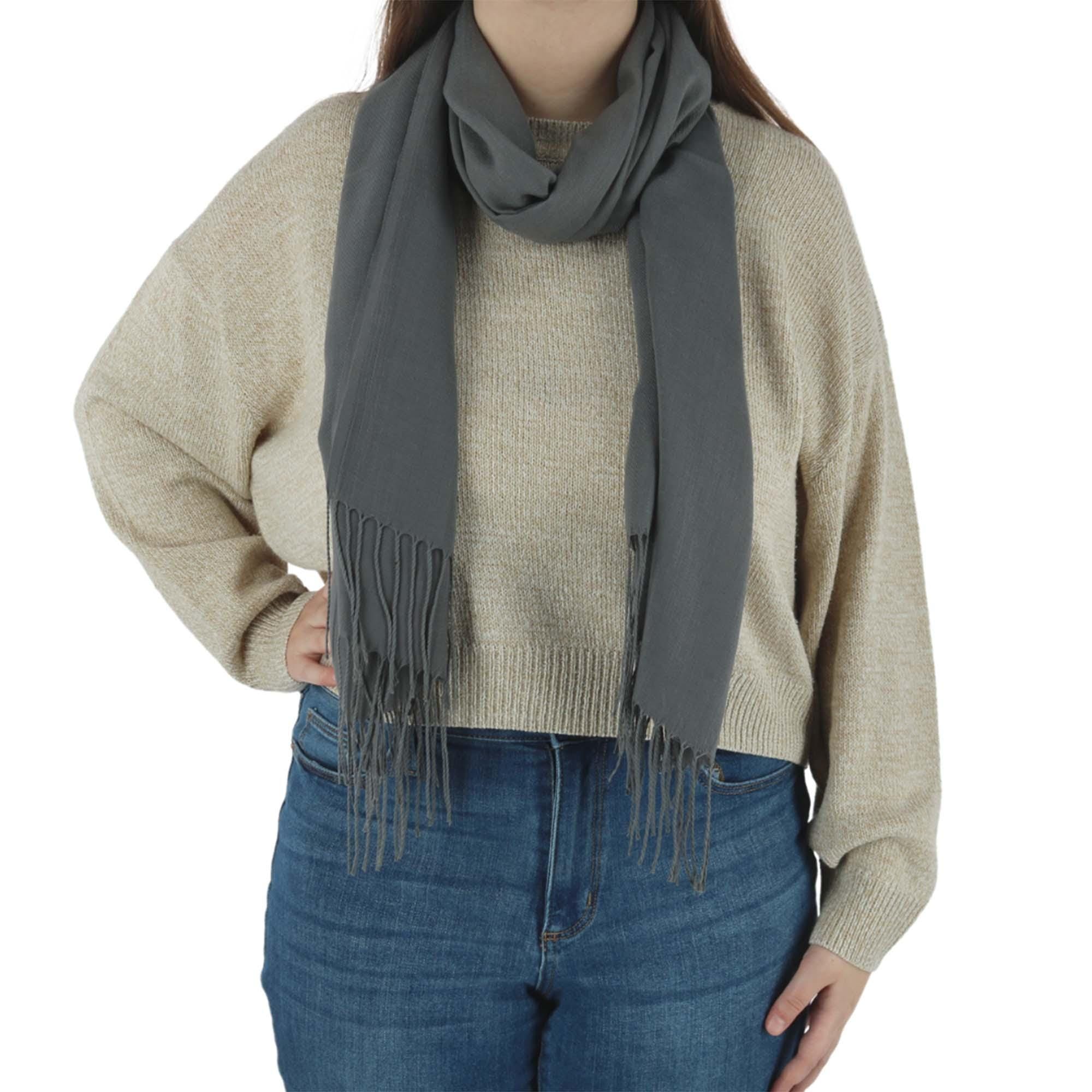 CTM® Women's Classic Pashmina Style Shawl Wraps - Grey