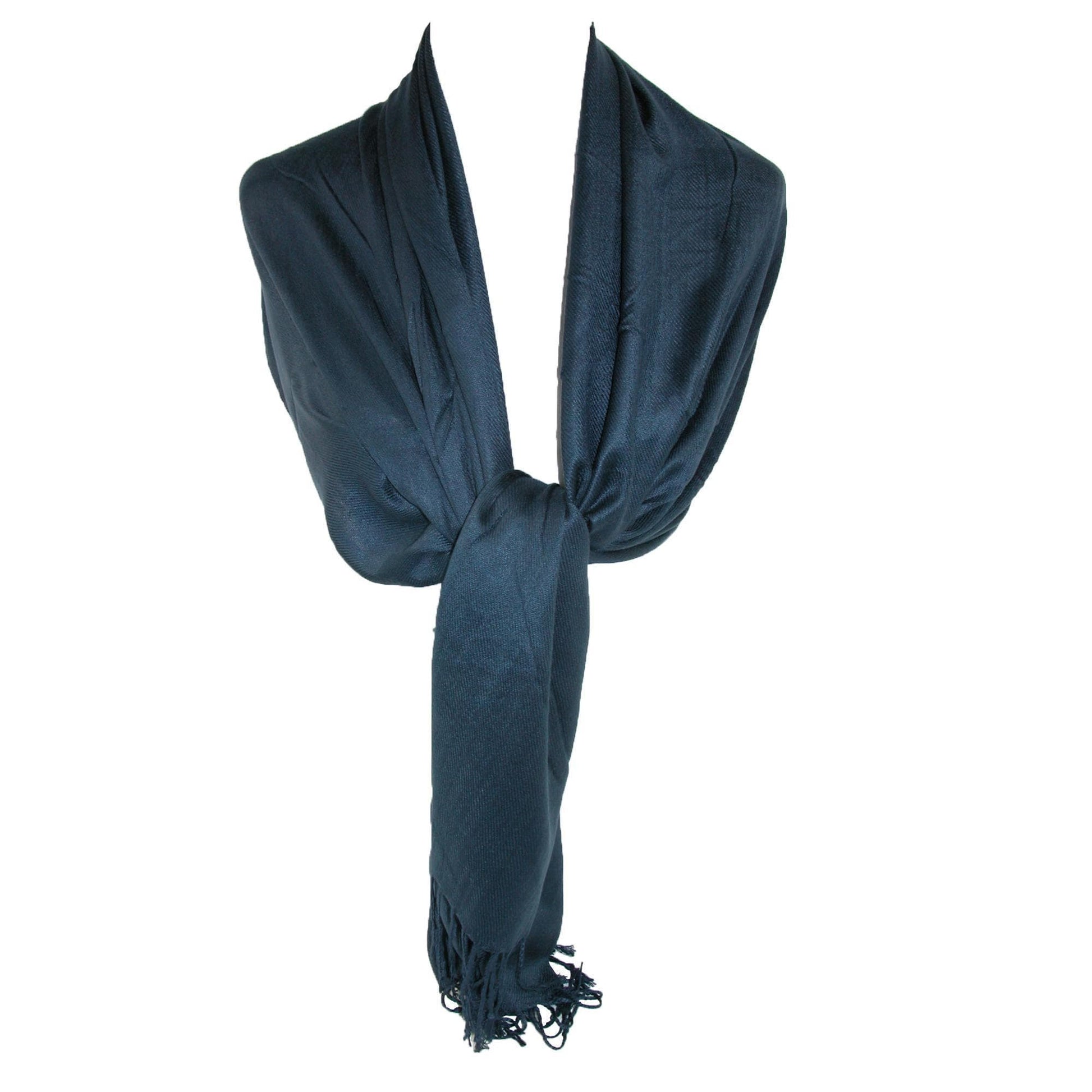 CTM® Women's Classic Pashmina Style Shawl Wraps - Navy
