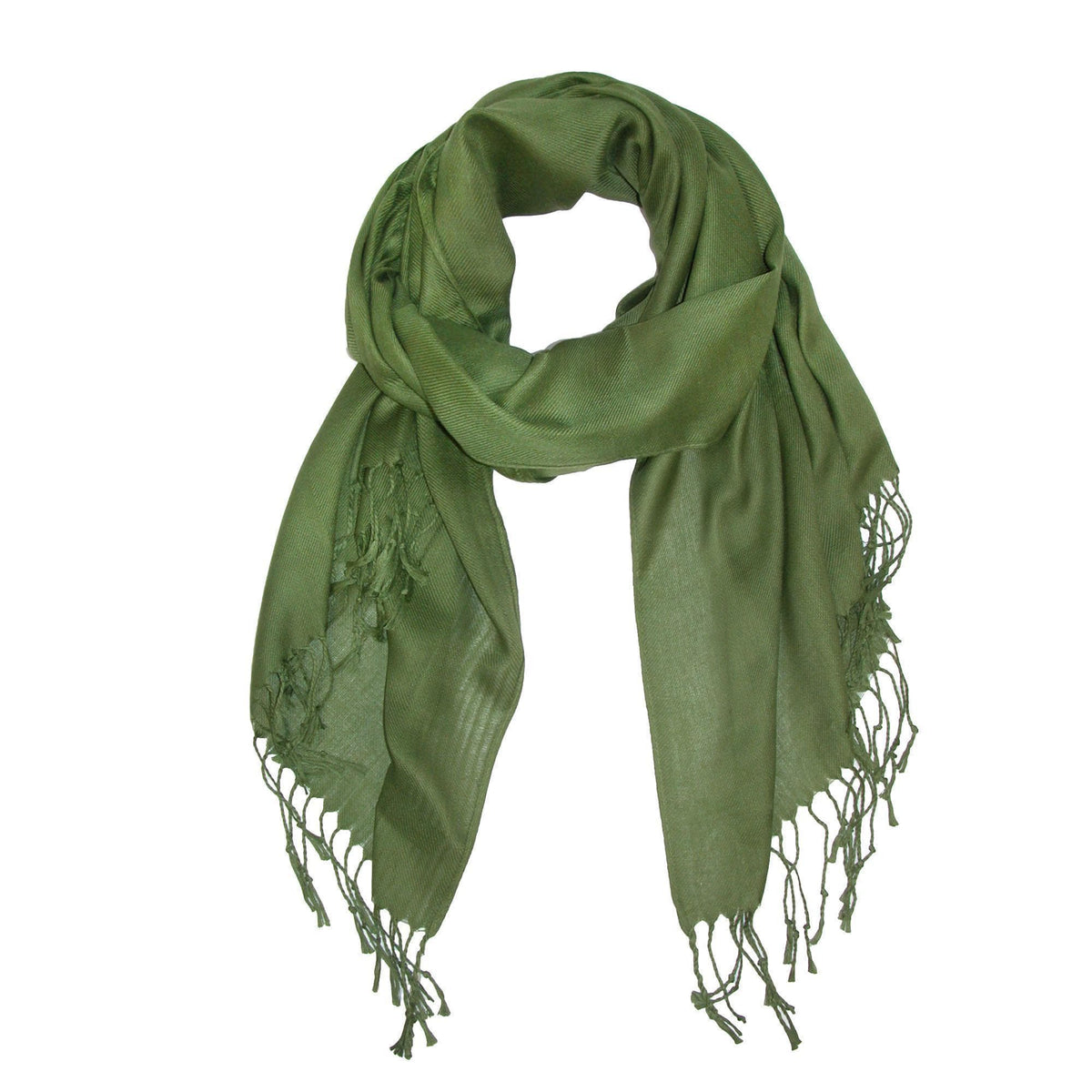 CTM® Women's Classic Pashmina Style Shawl Wraps - Olive Green