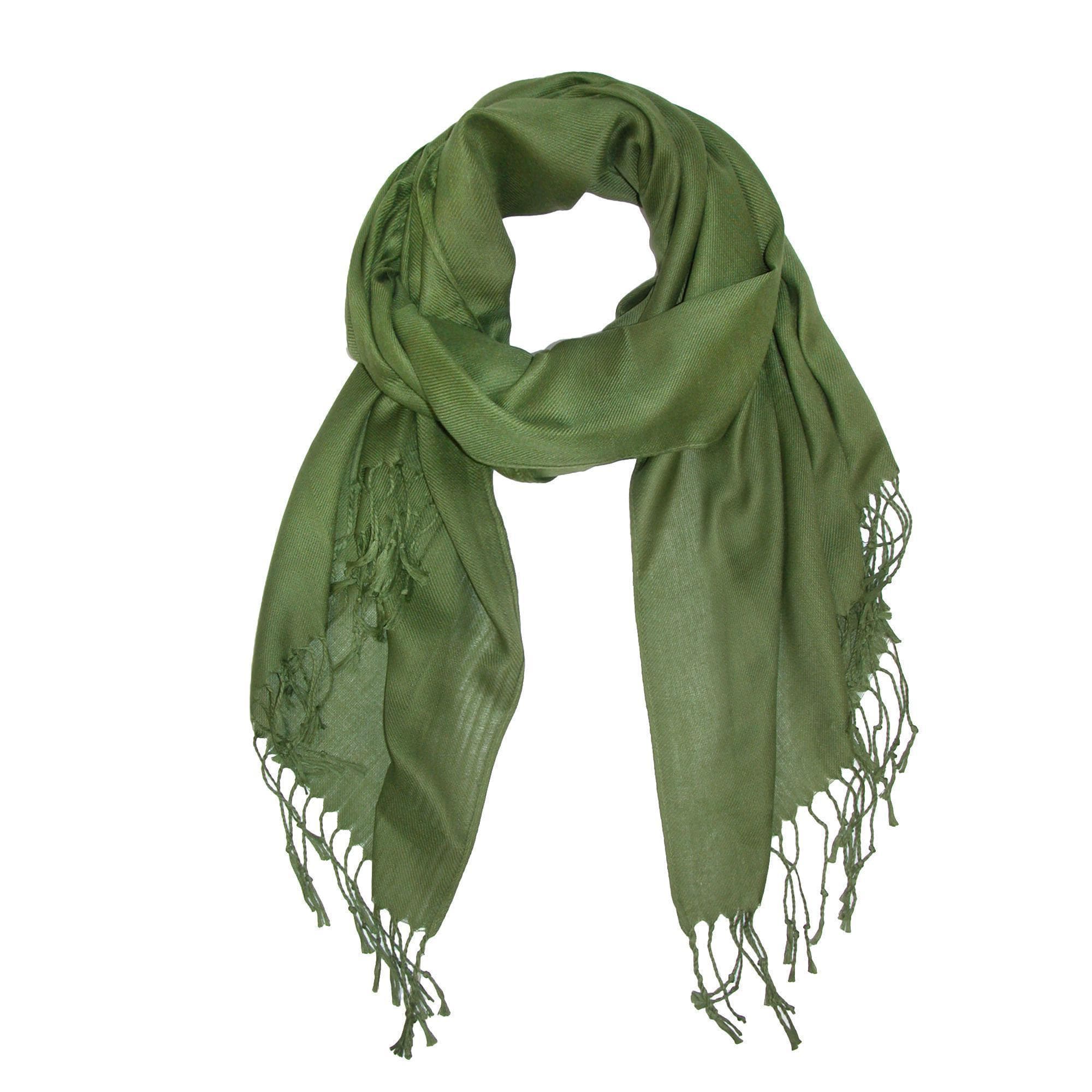 CTM® Women's Classic Pashmina Style Shawl Wraps - Olive Green