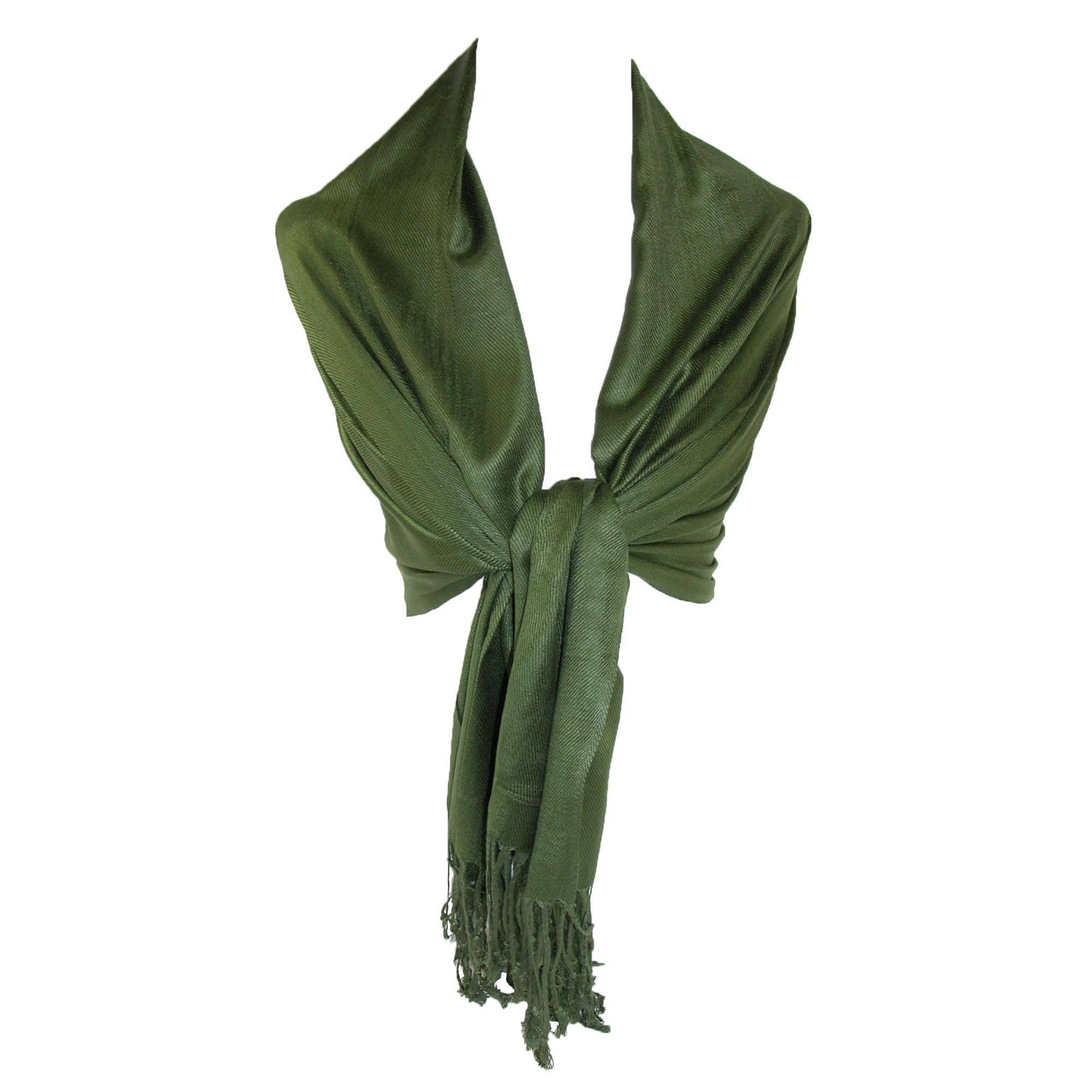 CTM® Women's Classic Pashmina Style Shawl Wraps - Olive Green