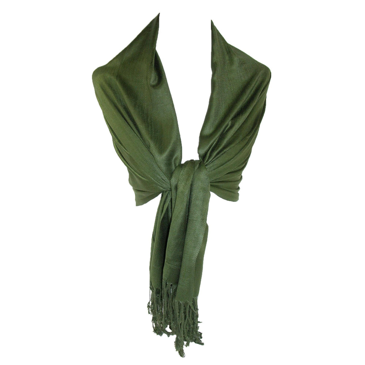 CTM® Women's Classic Pashmina Style Shawl Wraps - Olive Green