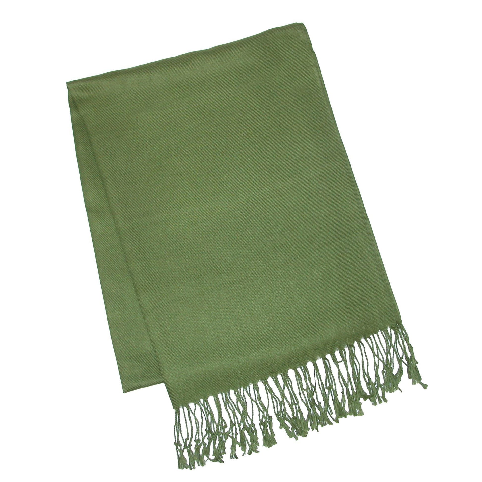 CTM® Women's Classic Pashmina Style Shawl Wraps - Olive Green