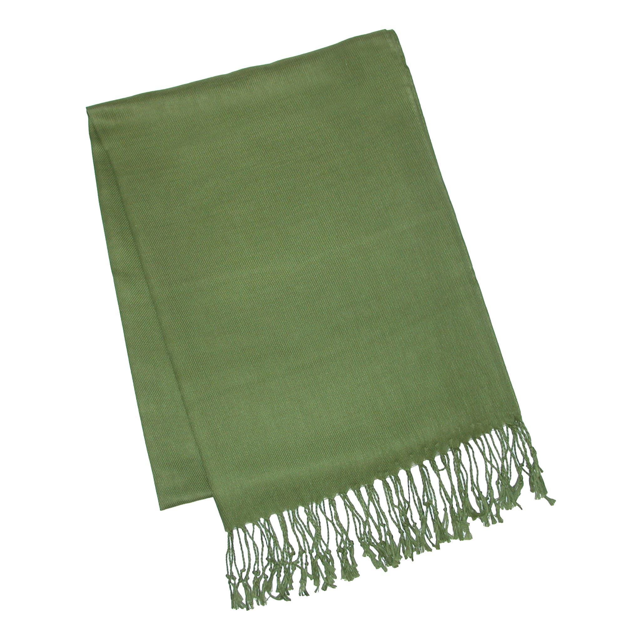 CTM® Women's Classic Pashmina Style Shawl Wraps - Olive Green