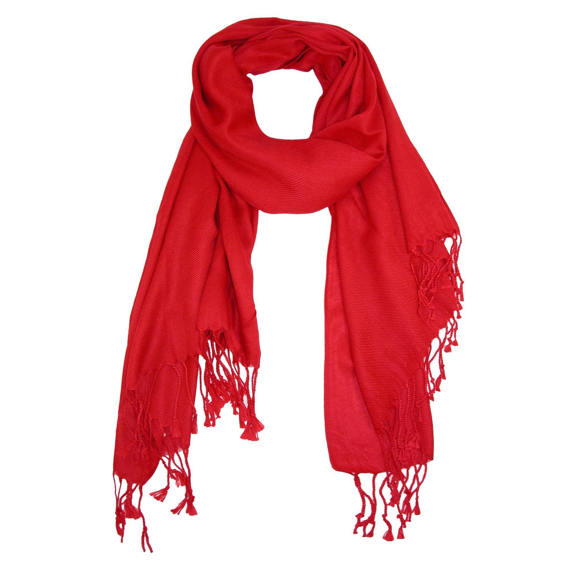 CTM® Women's Classic Pashmina Style Shawl Wraps - Red