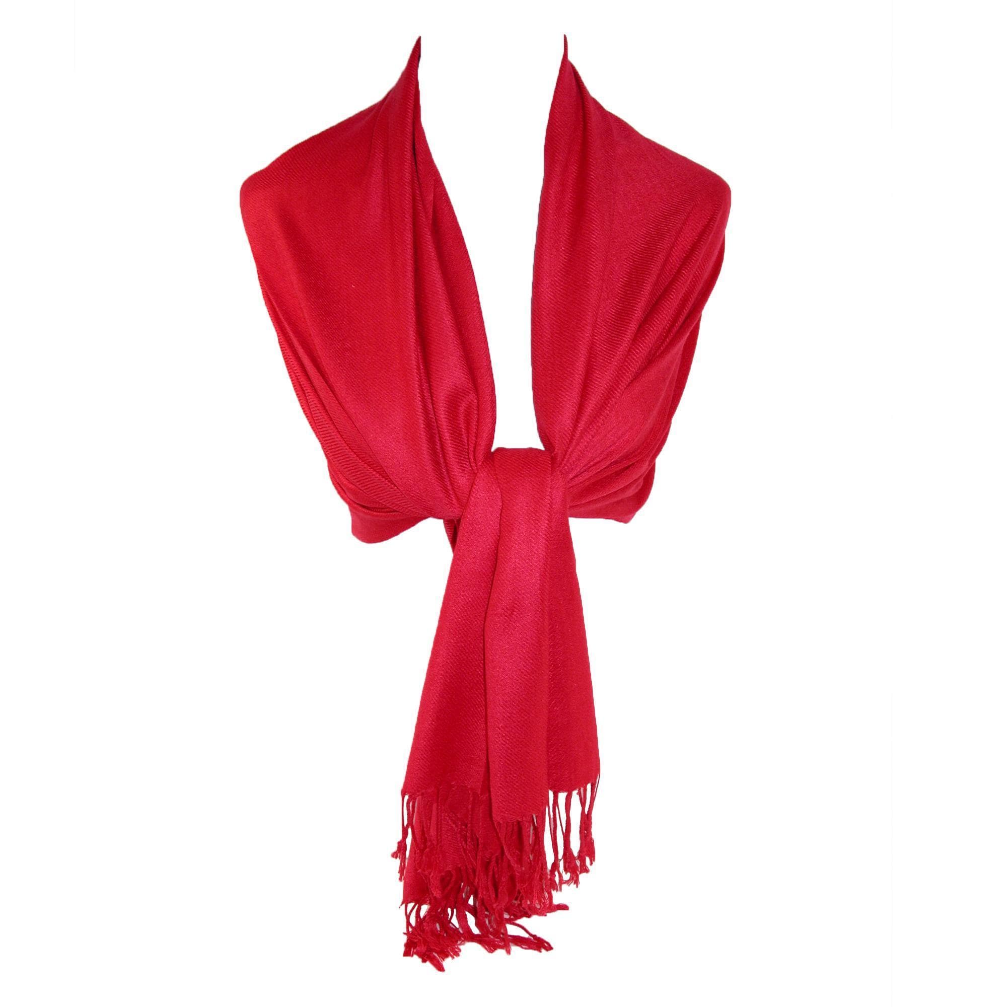 CTM® Women's Classic Pashmina Style Shawl Wraps - Red