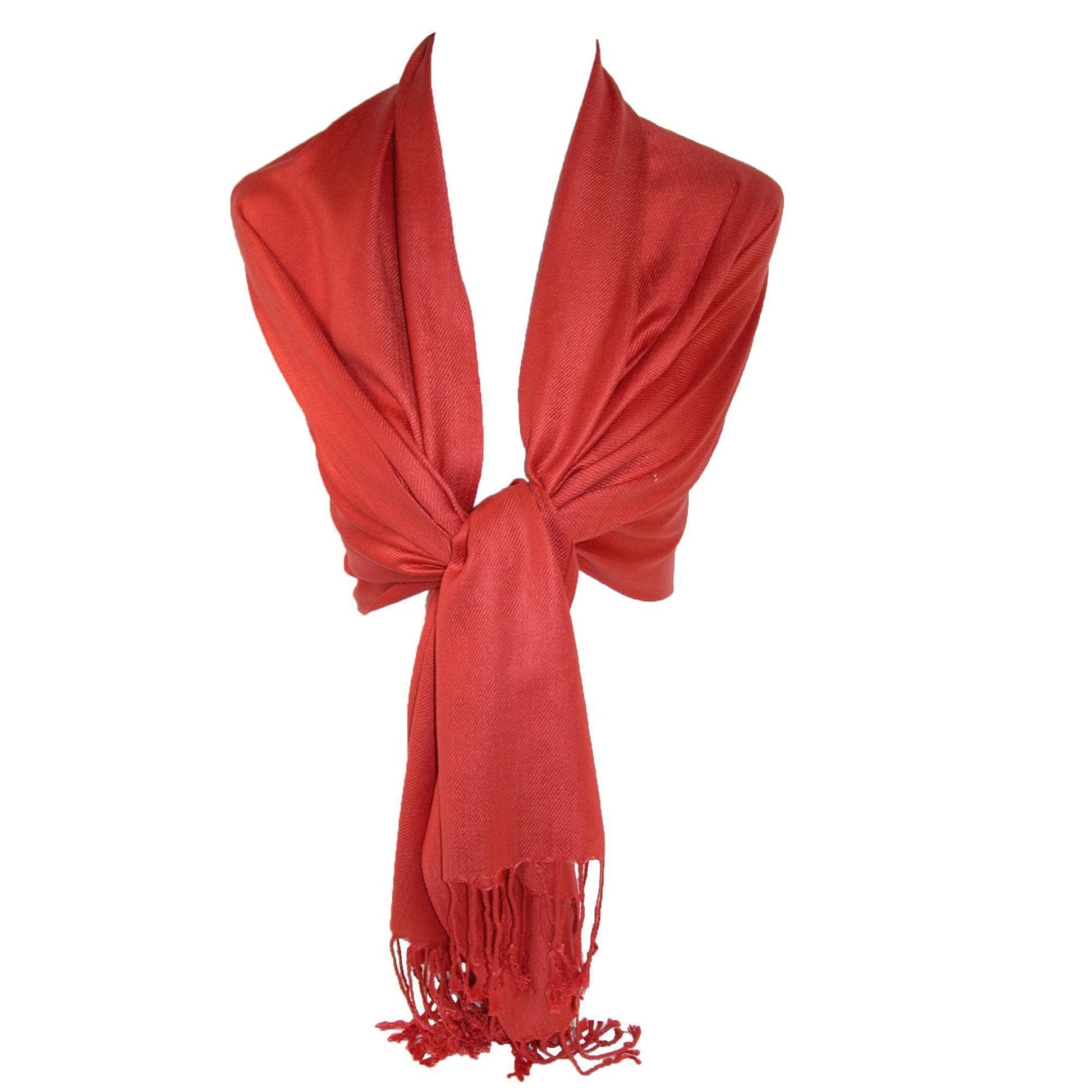 CTM® Women's Classic Pashmina Style Shawl Wraps - Rust