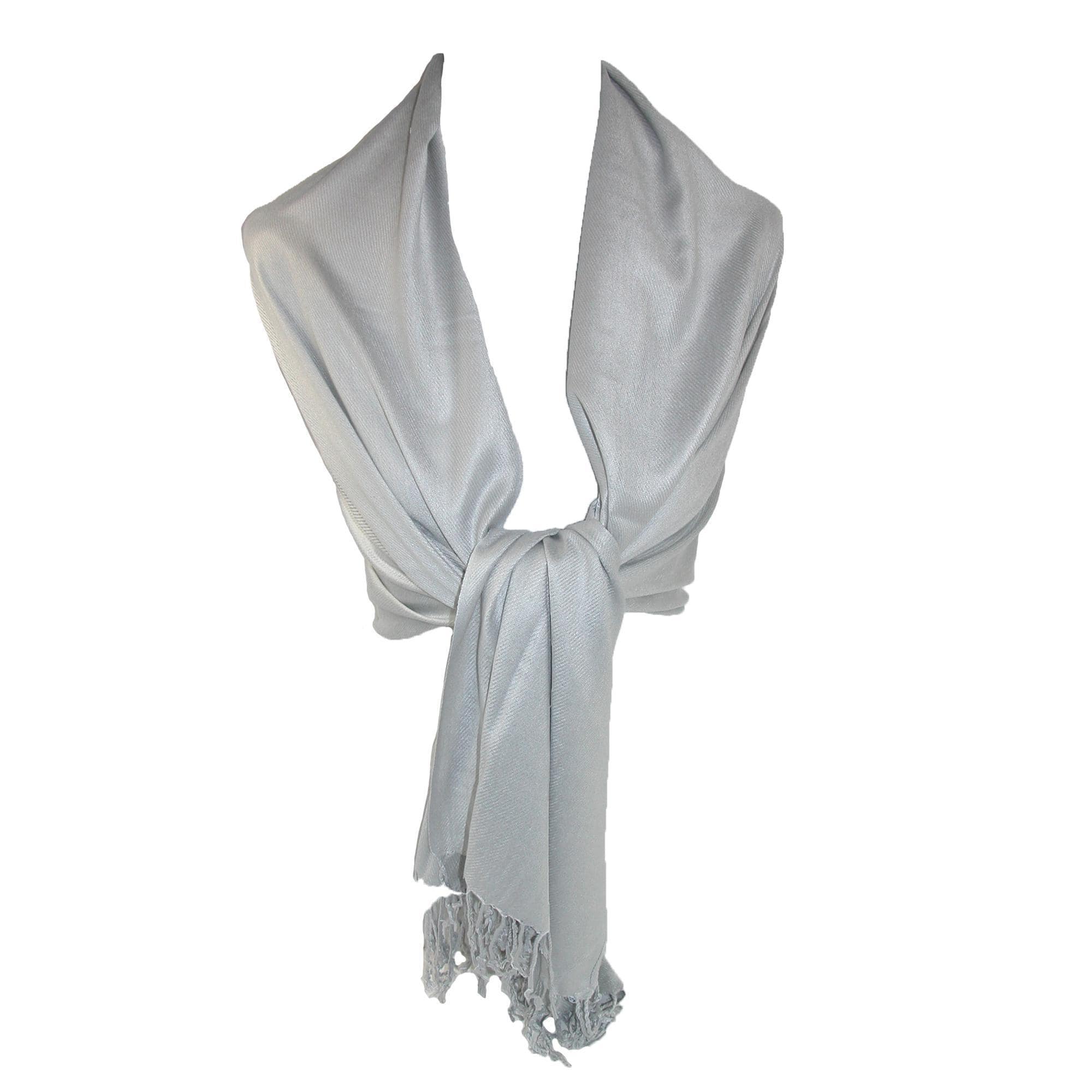 CTM® Women's Classic Pashmina Style Shawl Wraps - Silver
