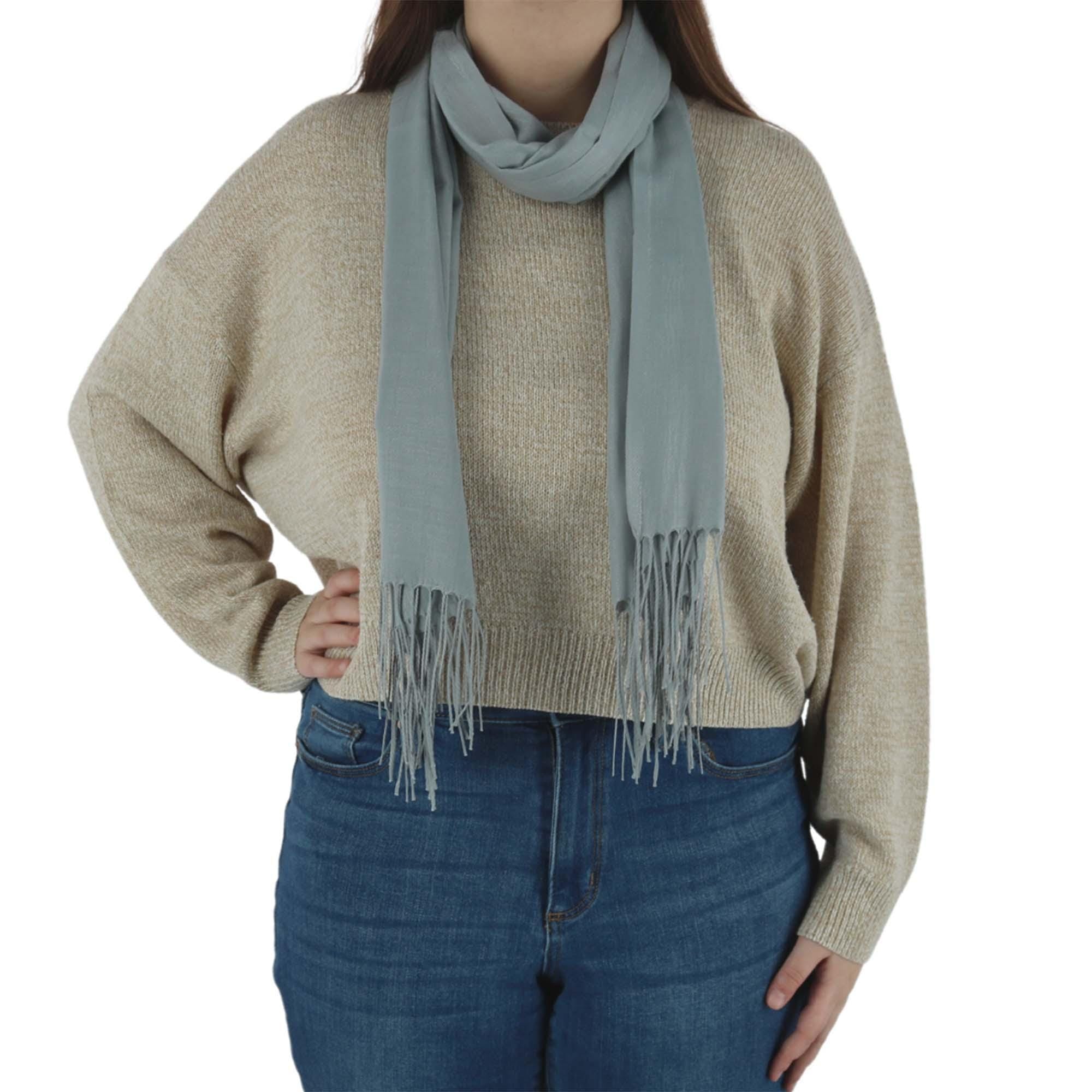 CTM® Women's Classic Pashmina Style Shawl Wraps - Silver