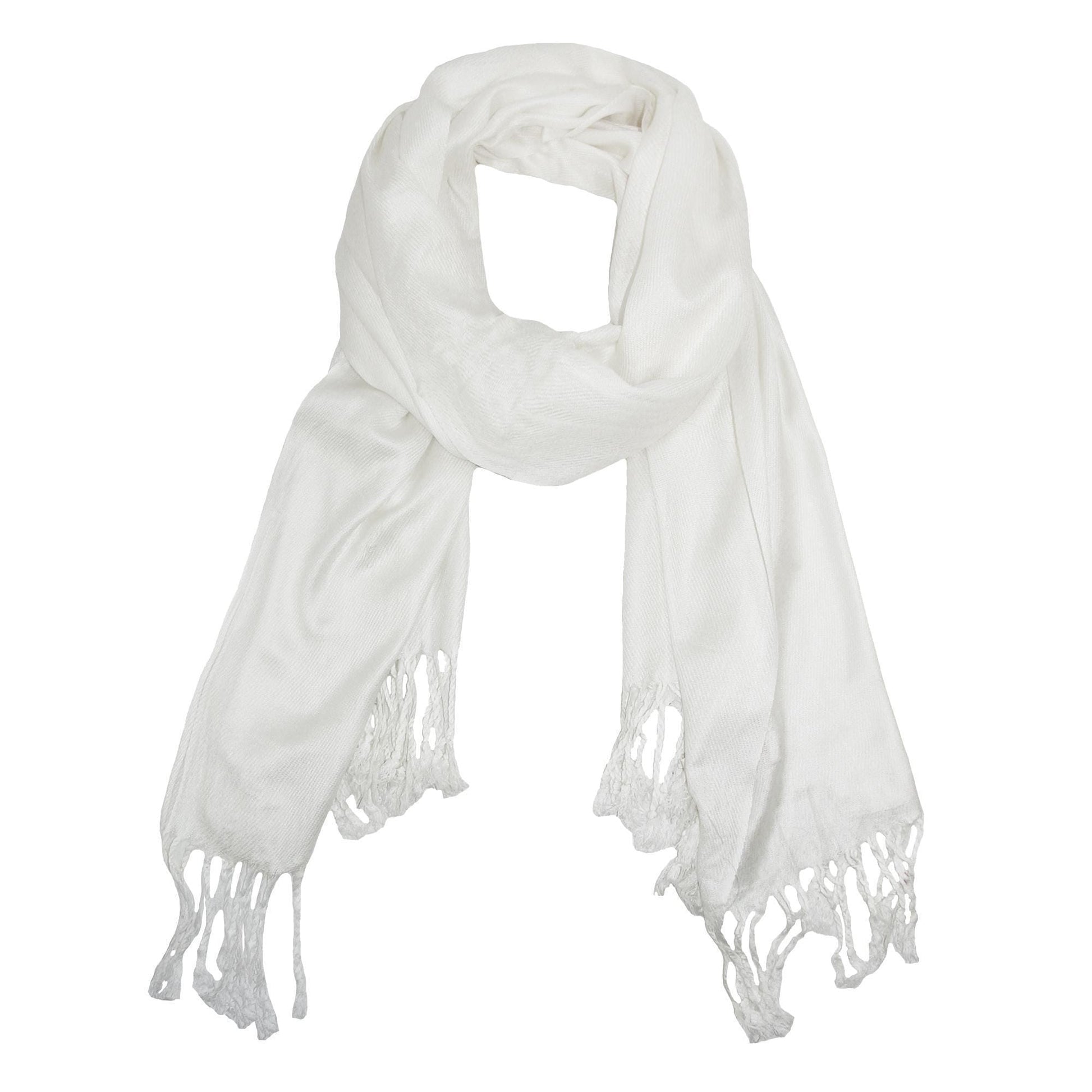 CTM® Women's Classic Pashmina Style Shawl Wraps - White