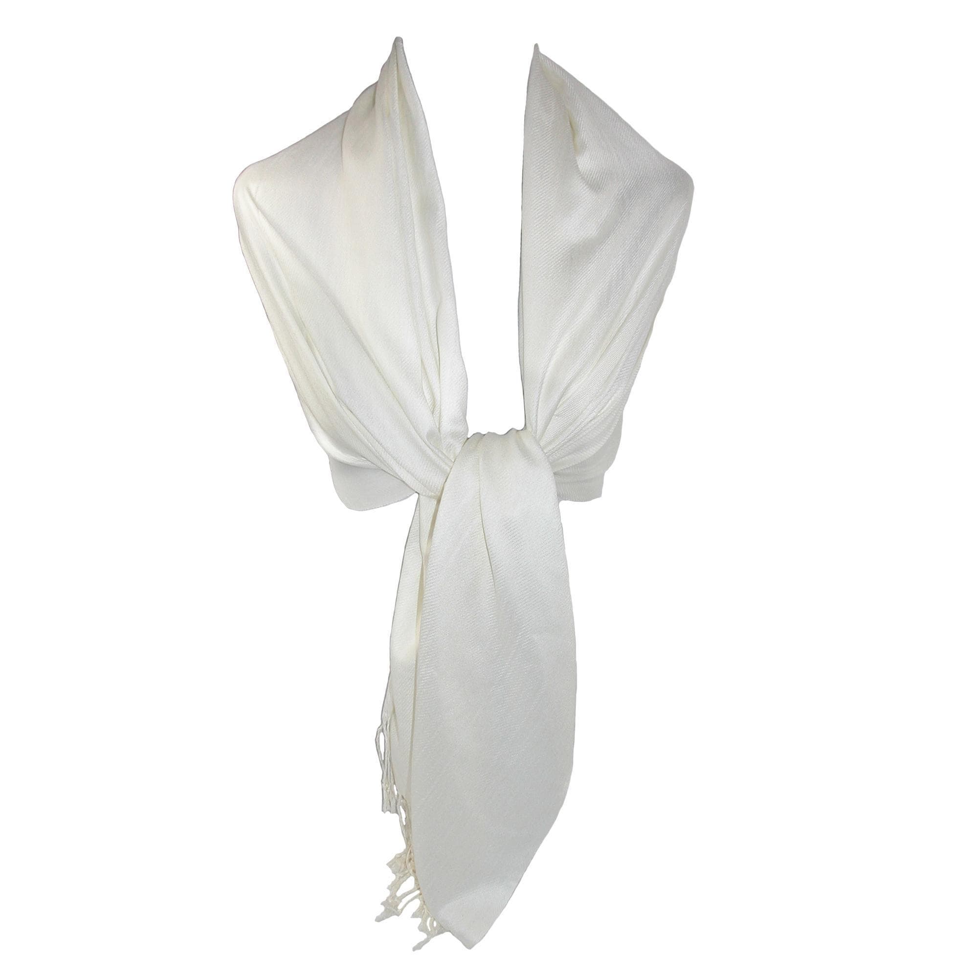 CTM® Women's Classic Pashmina Style Shawl Wraps - White