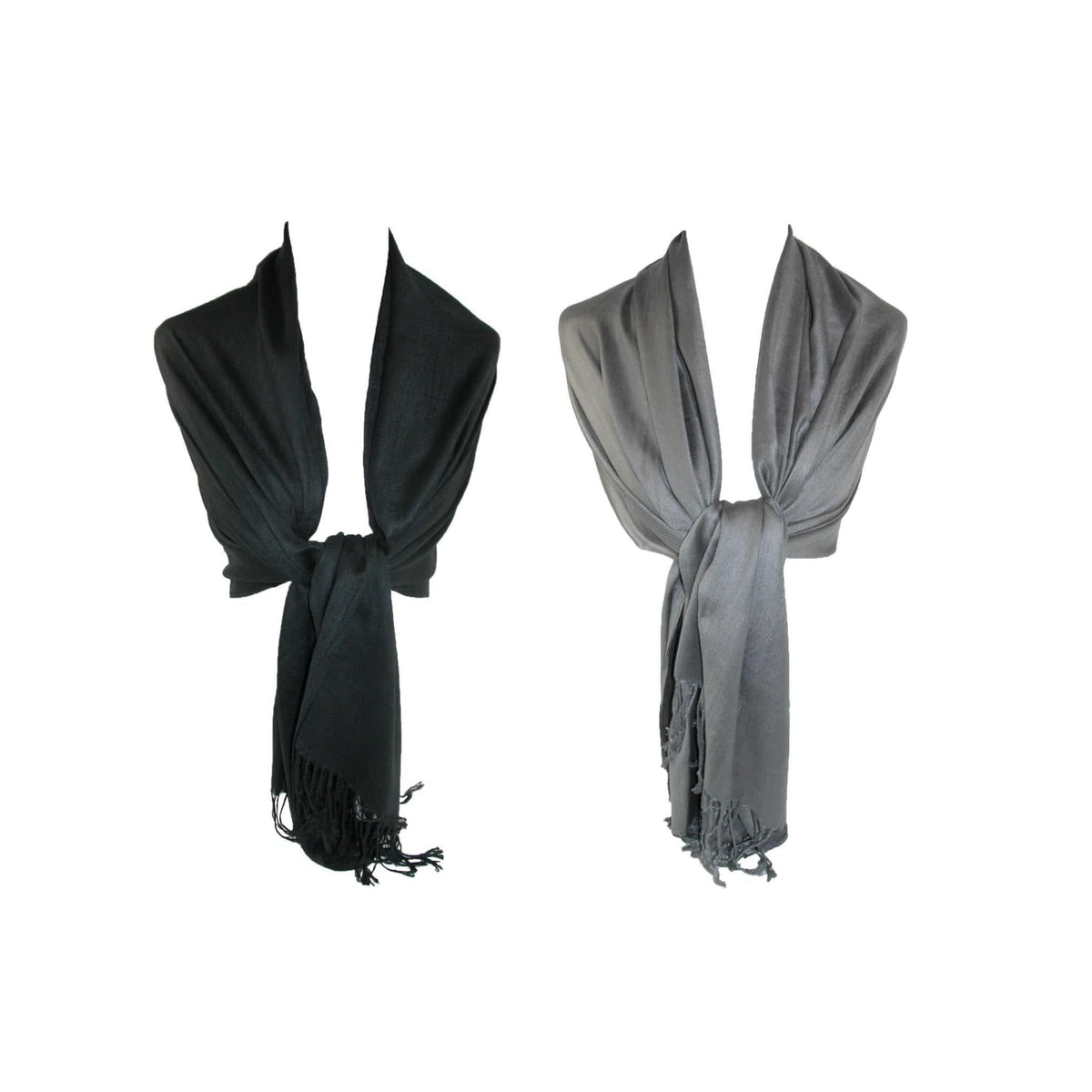CTM® Women's Classic Pashmina Style Shawl Wraps - Black/Grey