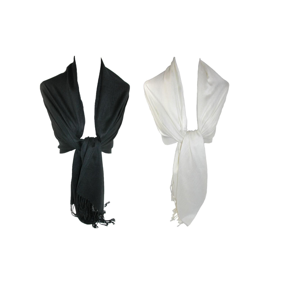 CTM® Women's Classic Pashmina Style Shawl Wraps - Black/White