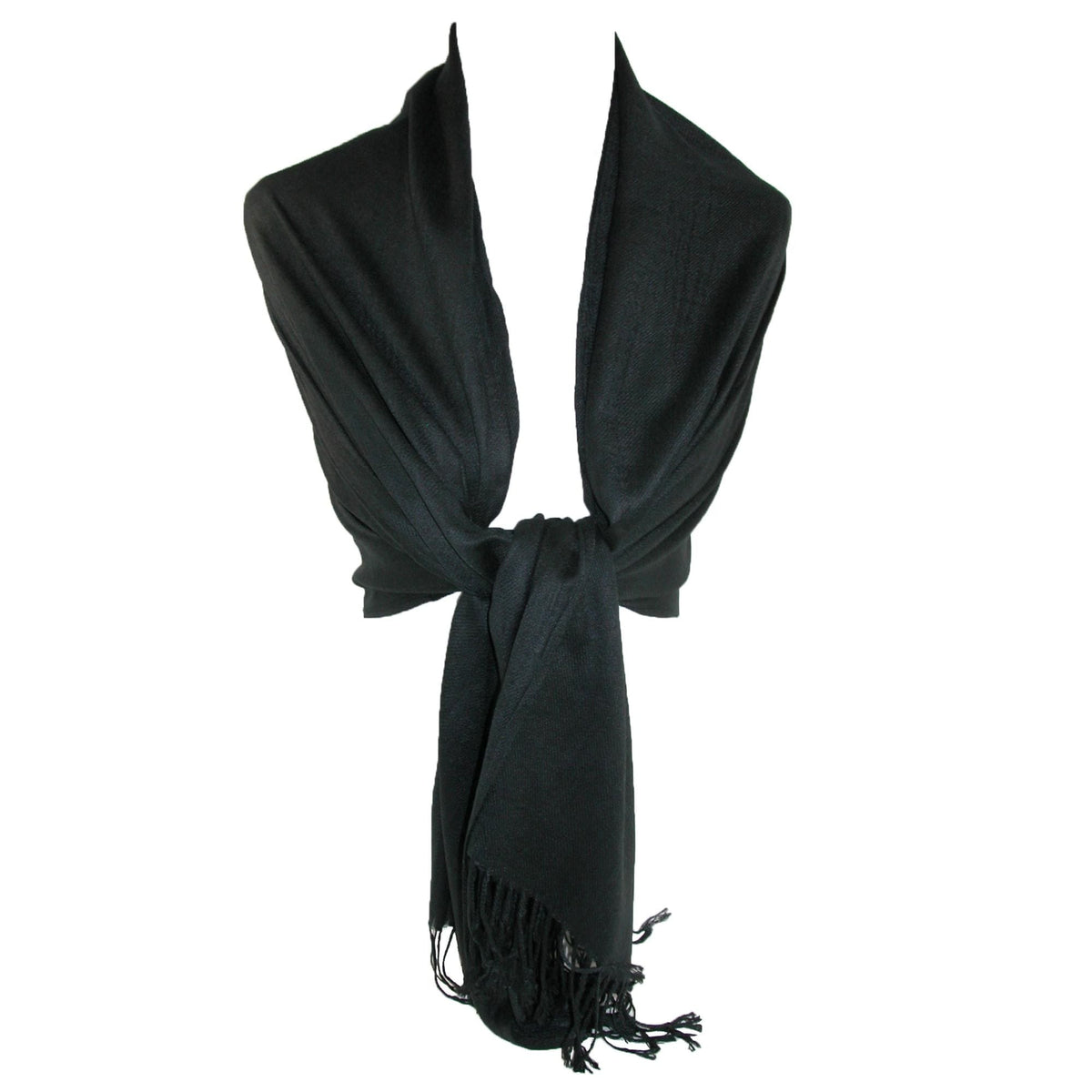 CTM® Women's Classic Pashmina Style Wrap Scarf Shawl (Pack of 2) - Black