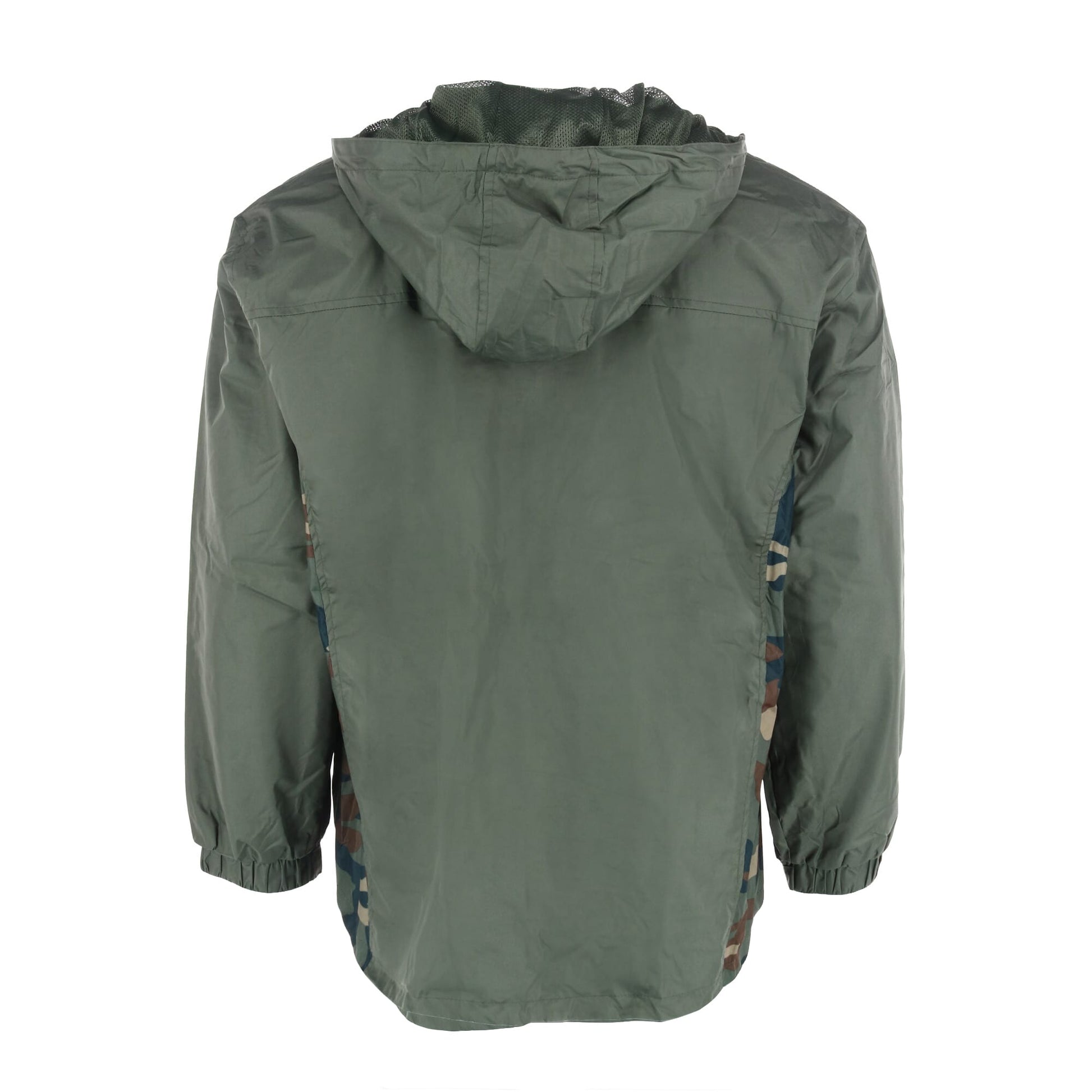 I5 Apparel Men's Hooded Windbreaker Rain Jacket with Camo Side Panel - Olive Camo