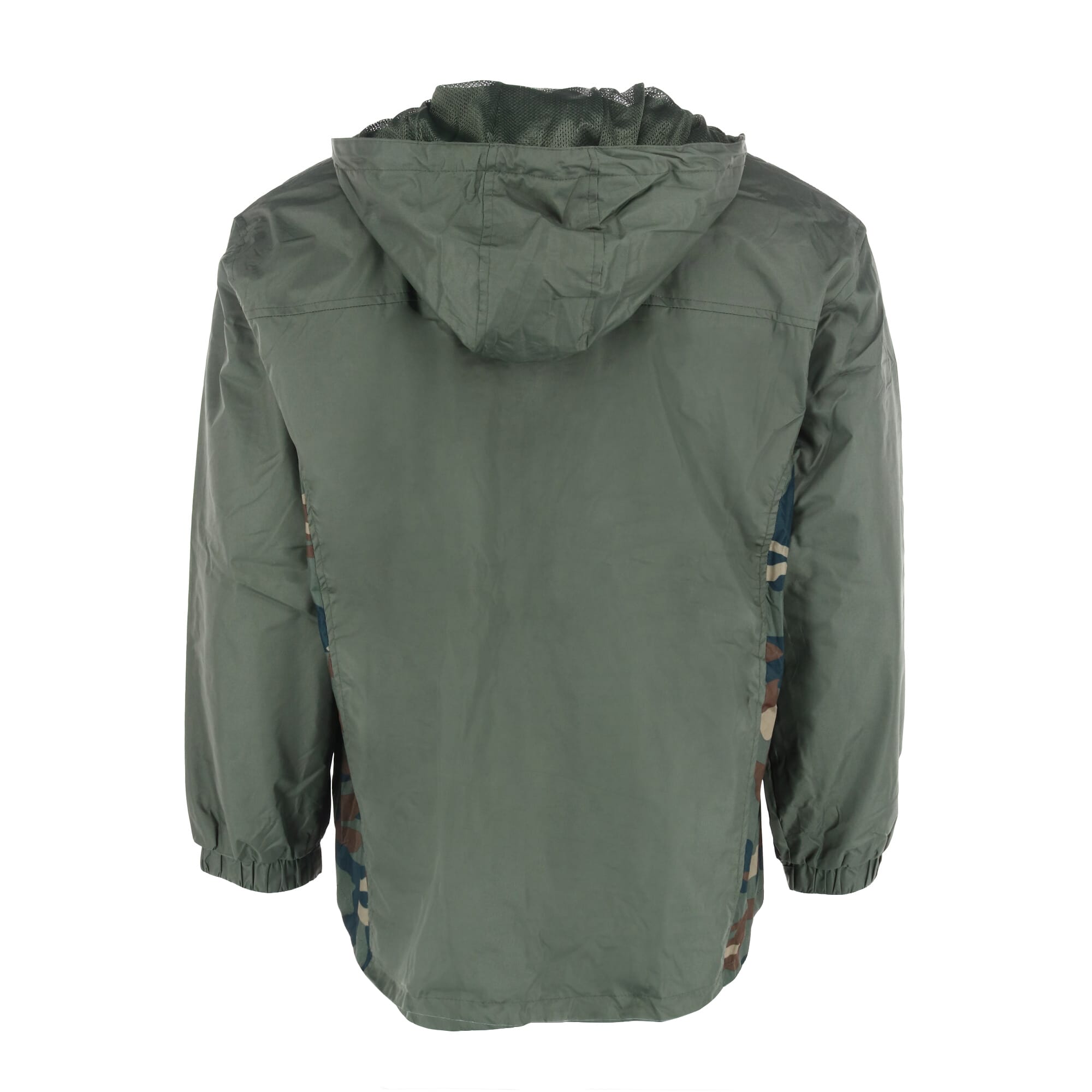 I5 Apparel Men's Hooded Windbreaker Rain Jacket with Camo Side Panel - Olive Camo