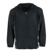 Men's Hooded Windbreaker Rain Jacket with Camo Side Panel