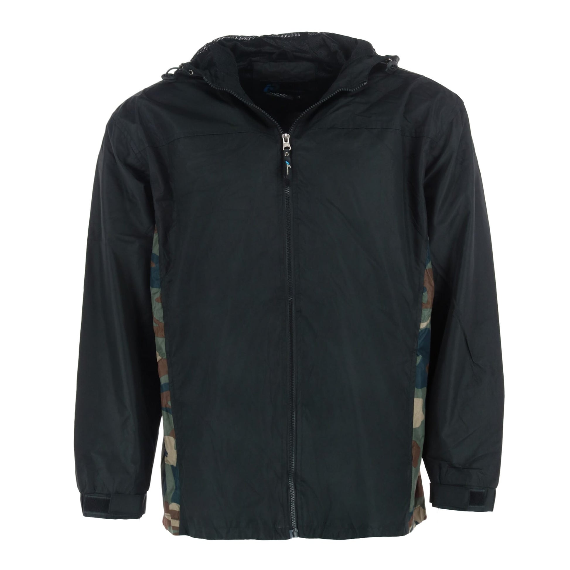 I5 Apparel Men's Hooded Windbreaker Rain Jacket with Camo Side Panel - Men's Hooded Windbreaker Rain Jacket with Camo Side Panel