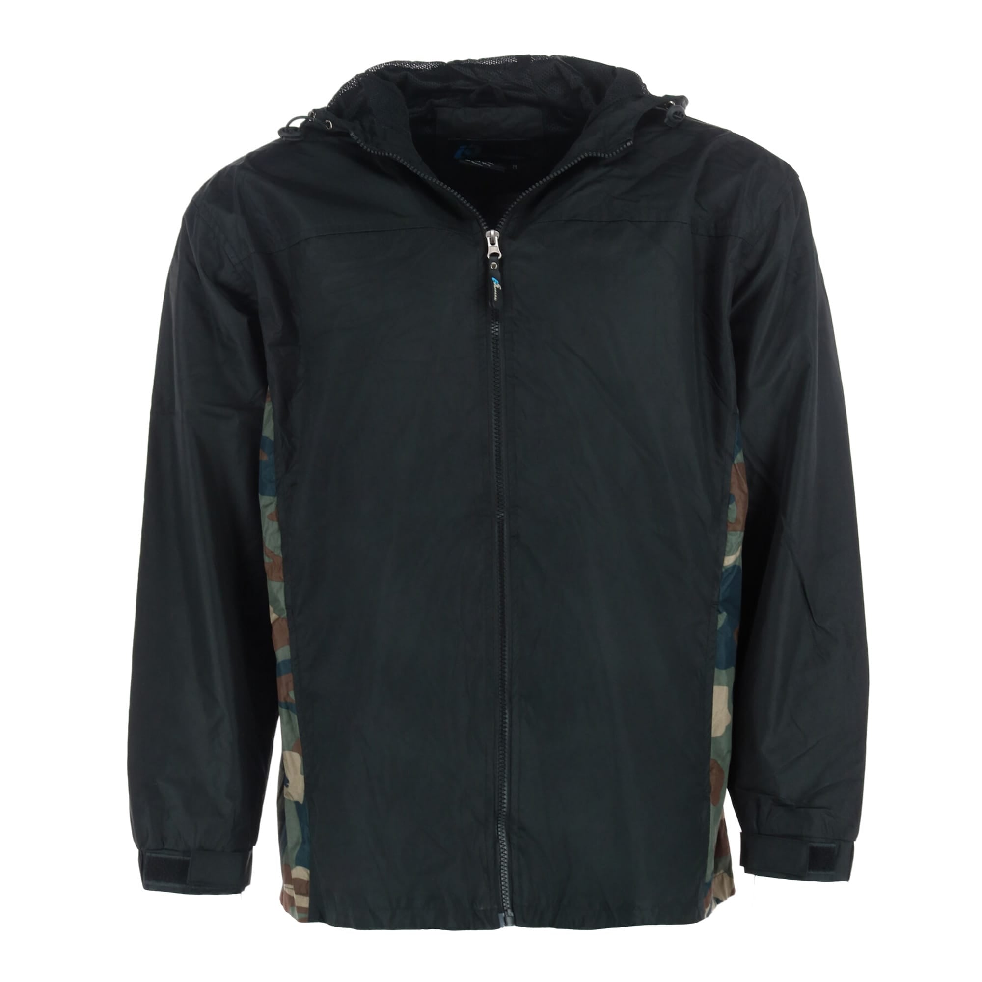 I5 Apparel Men's Hooded Windbreaker Rain Jacket with Camo Side Panel - Men's Hooded Windbreaker Rain Jacket with Camo Side Panel