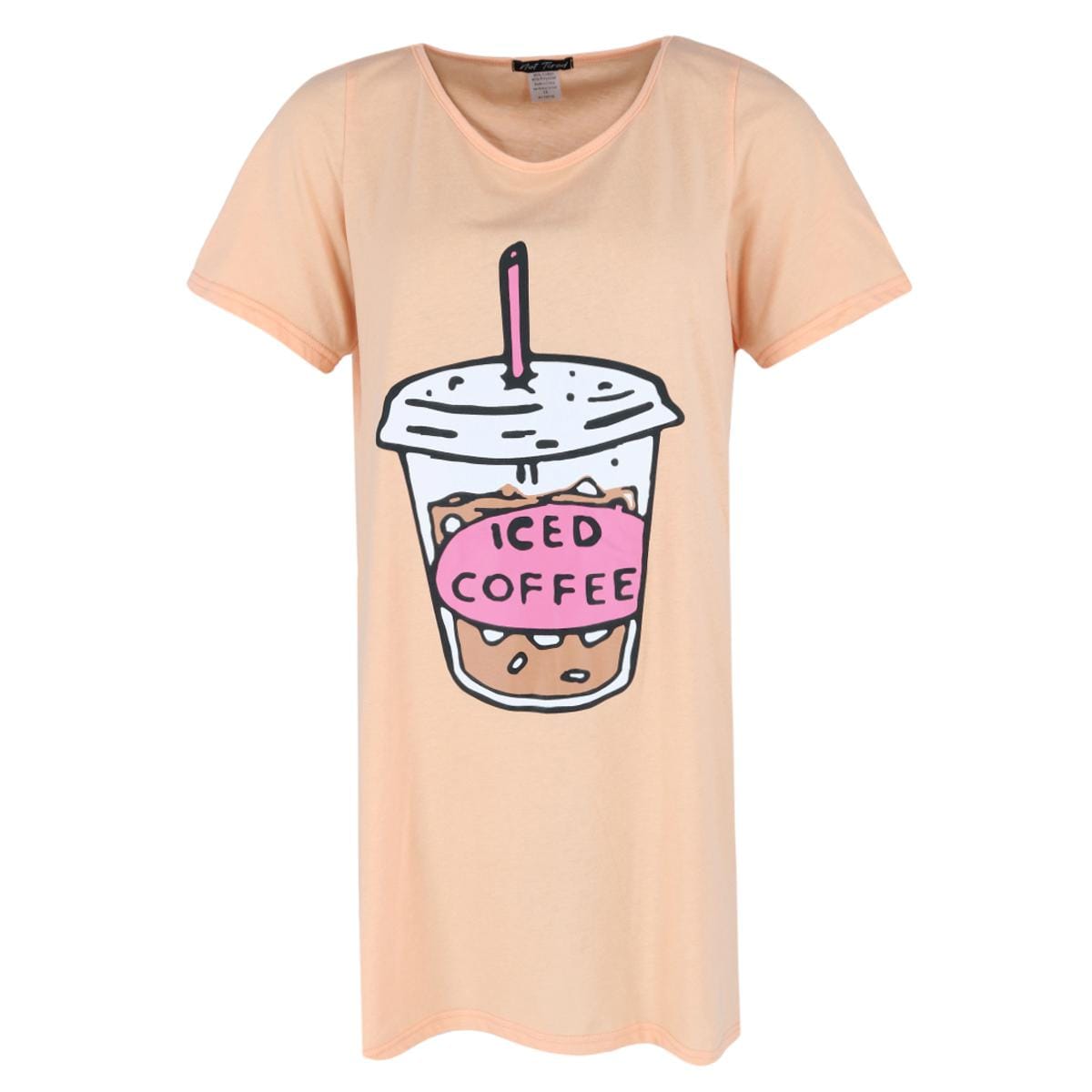 Not Tired Women's Plus Size Iced Coffee Short Sleeve Night Shirt - Women's Plus Size Iced Coffee Short Sleeve Night Shirt