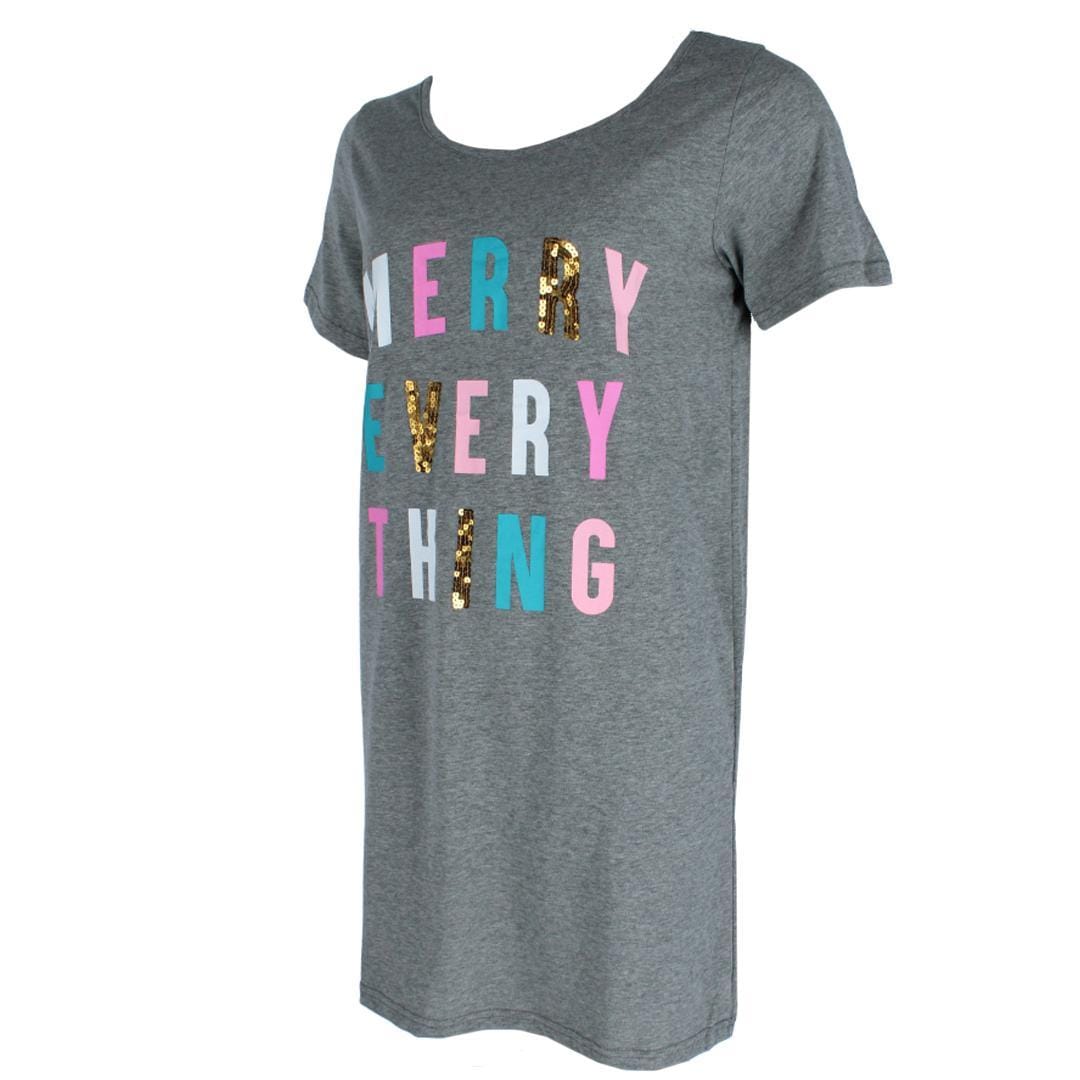 Not a Morning Person Women's Merry Everything Short Sleeve Night Shirt - Grey