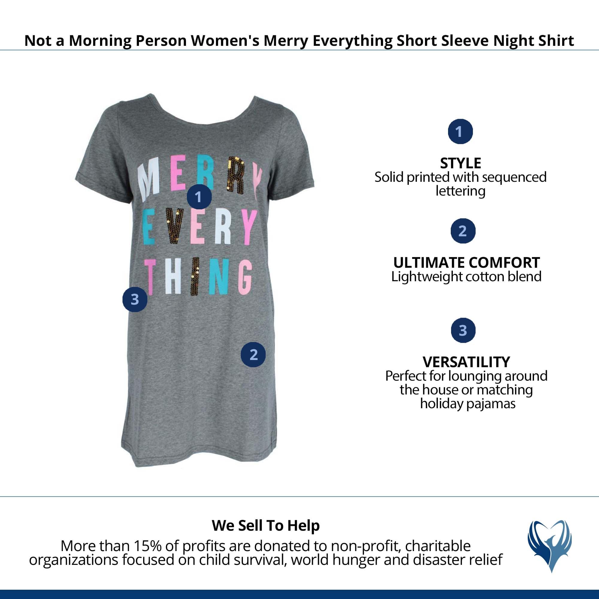 Not a Morning Person Women's Merry Everything Short Sleeve Night Shirt - Grey
