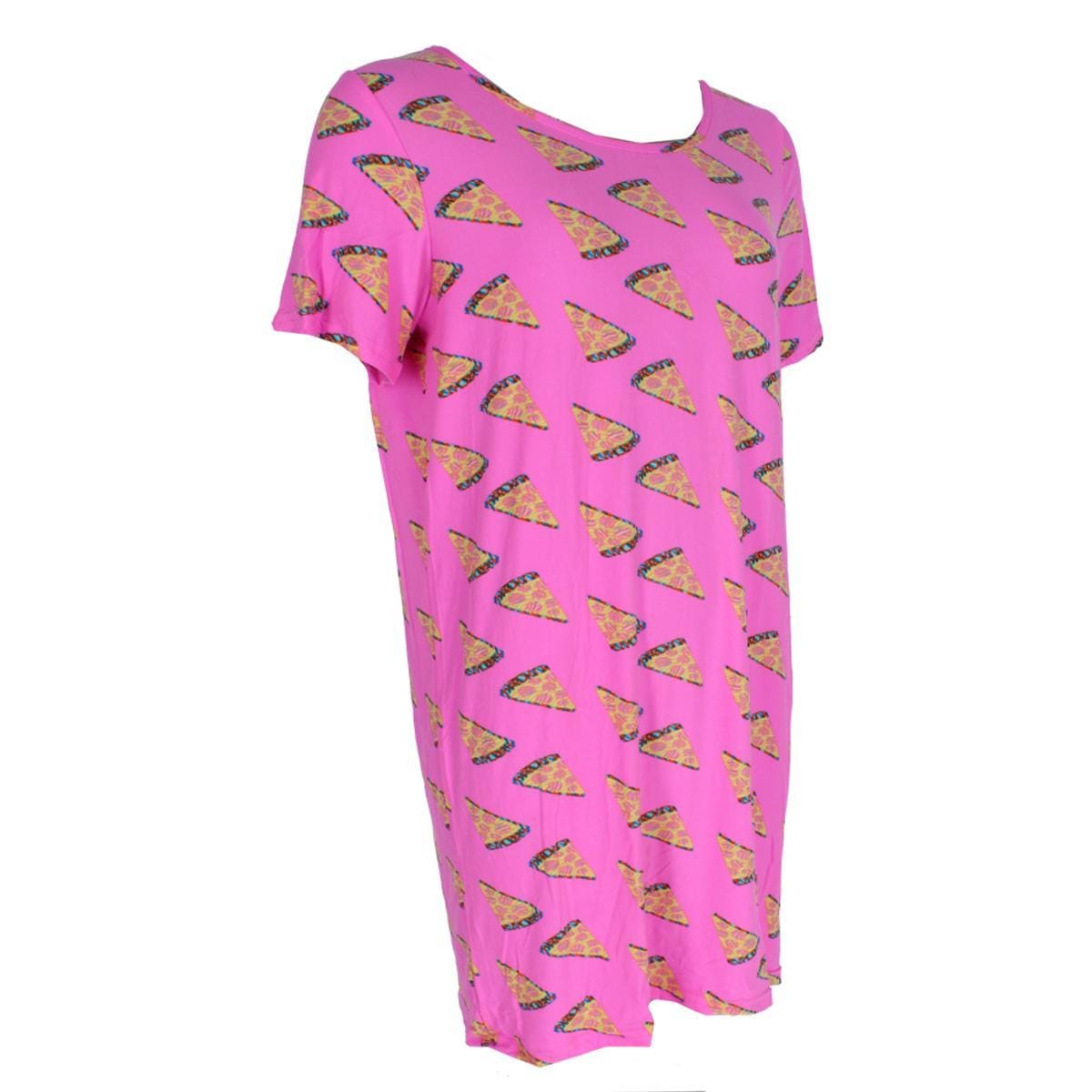 Mentally Exhausted Women's Pizza Short Sleeve Night Shirt - Pink