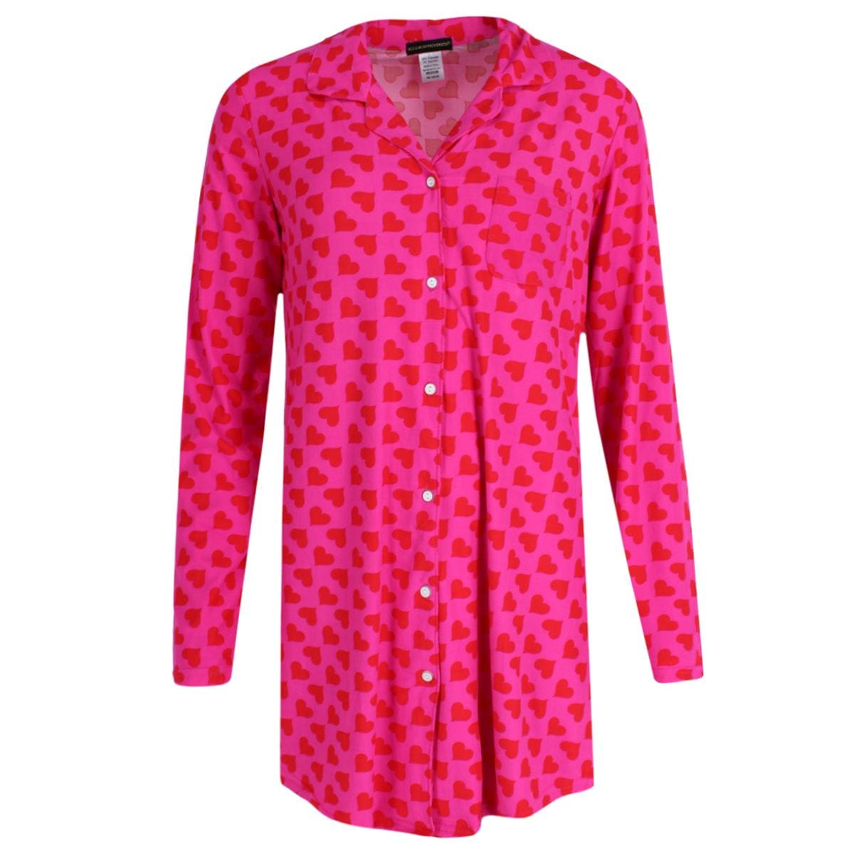 Not a Morning Person Women's Valentine Hearts Button Down Nightshirt - Pink