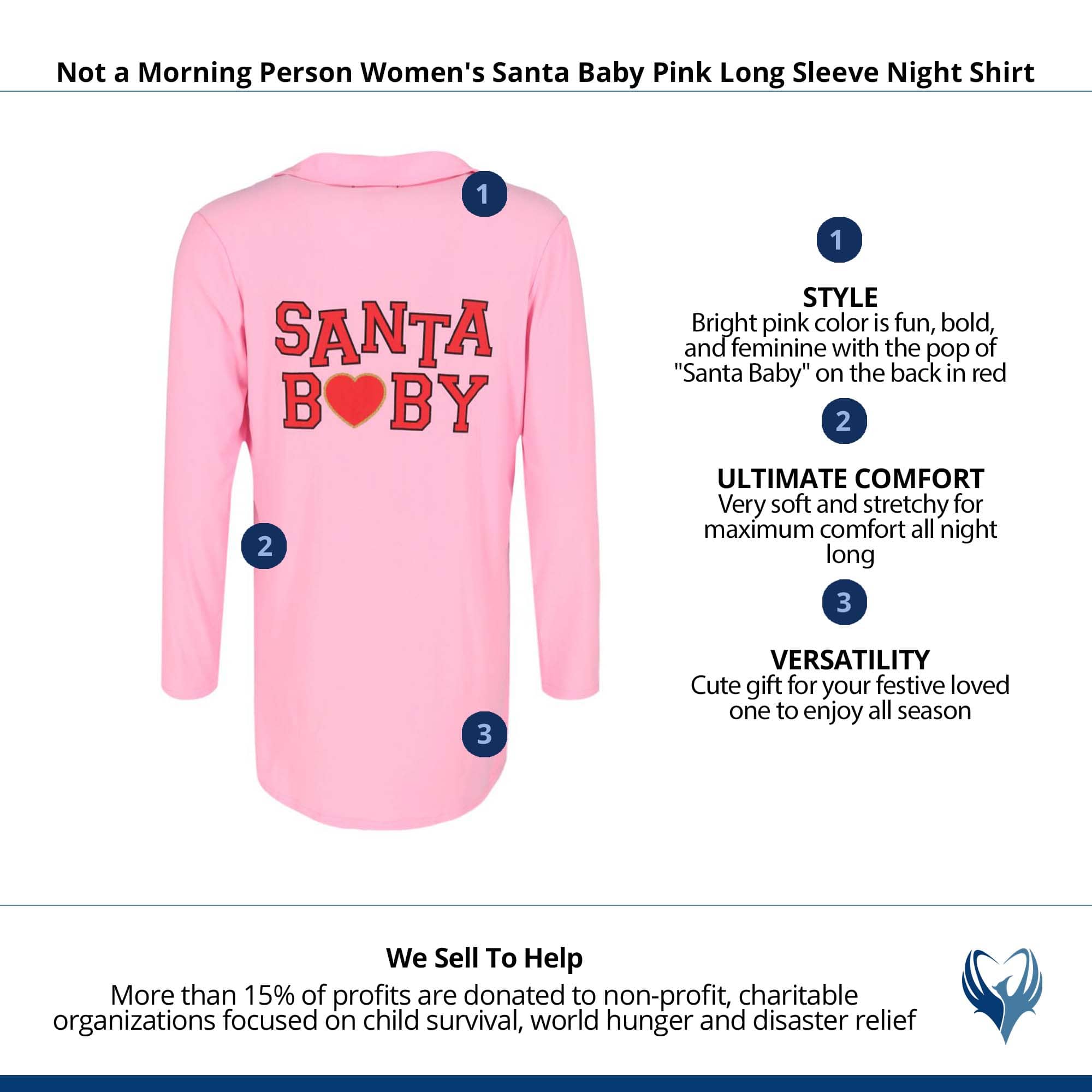 Not a Morning Person Women's Santa Baby Pink Long Sleeve Night Shirt - Pink