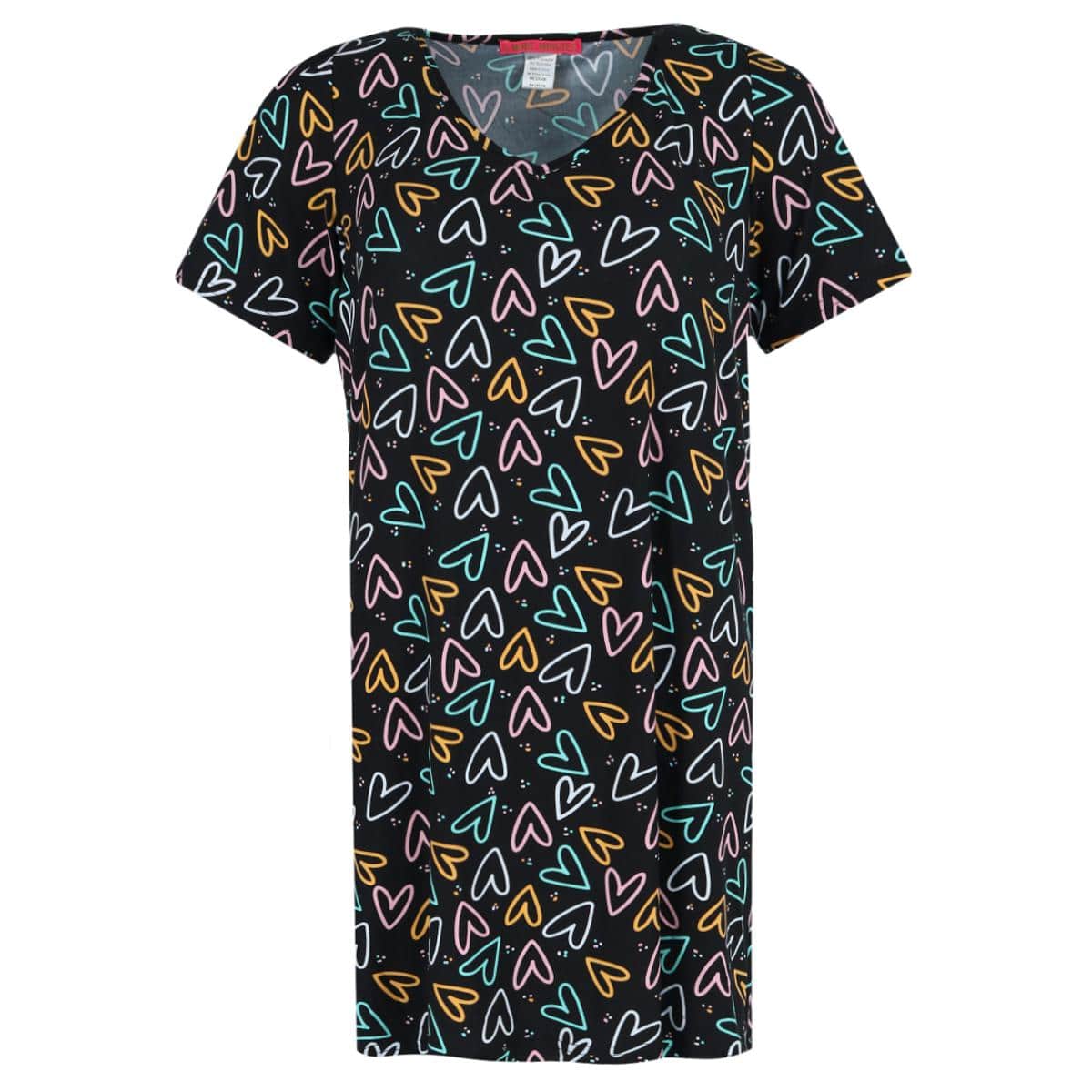 5 More Minutes Women's Hearts V-Neck Short Sleeve Night Shirt - Women's Hearts V-Neck Short Sleeve Night Shirt