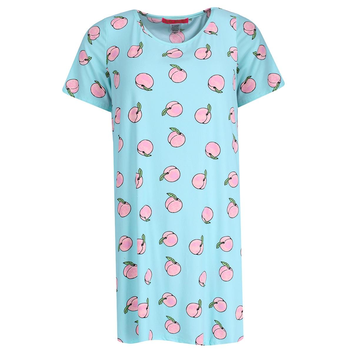 5 More Minutes Women's Peaches Short Sleeve Night Shirt - Blue