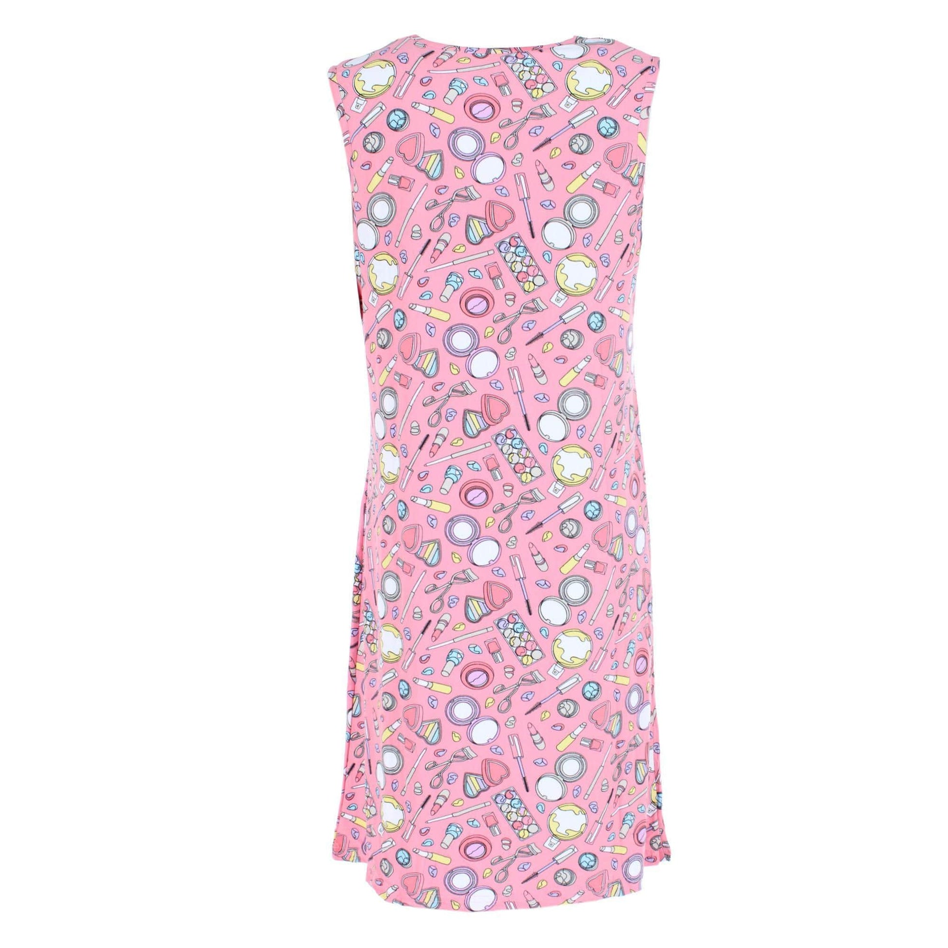 5 More Minutes Women's Makeup Patterned Sleeveless Nightgown - Pink