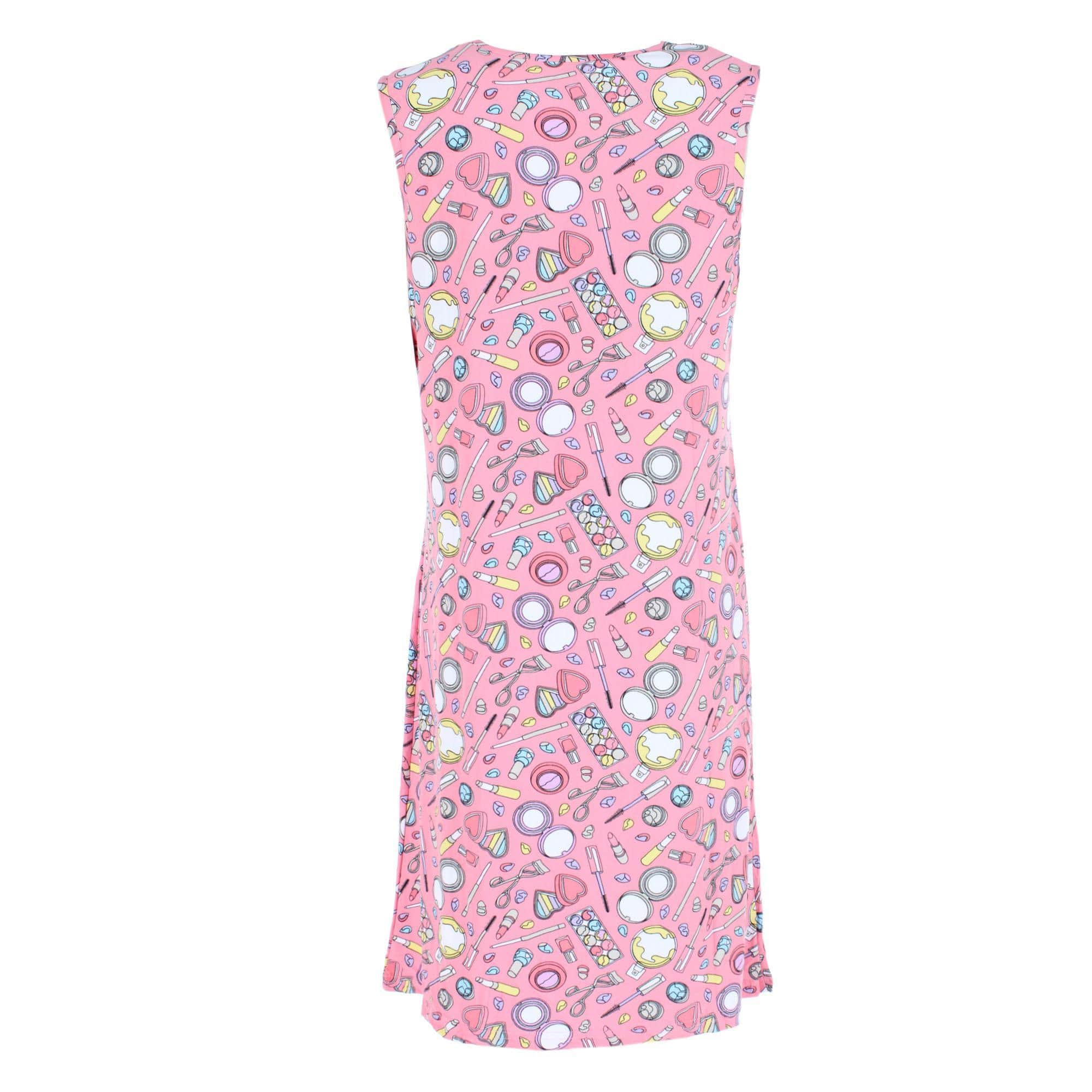 5 More Minutes Women's Makeup Patterned Sleeveless Nightgown - Pink