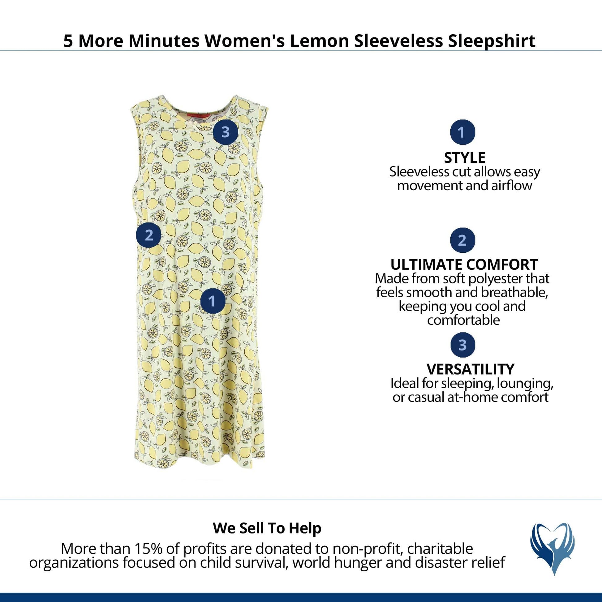 5 More Minutes Women's Lemon Sleeveless Sleepshirt - Yellow