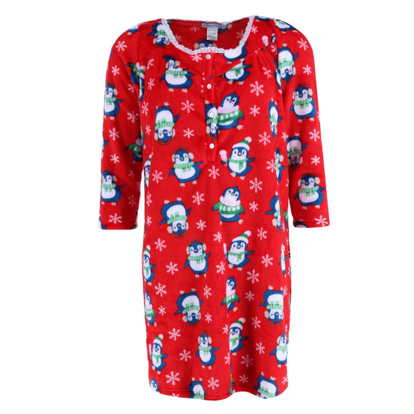 Women's Plush Penguin Pajama Gown