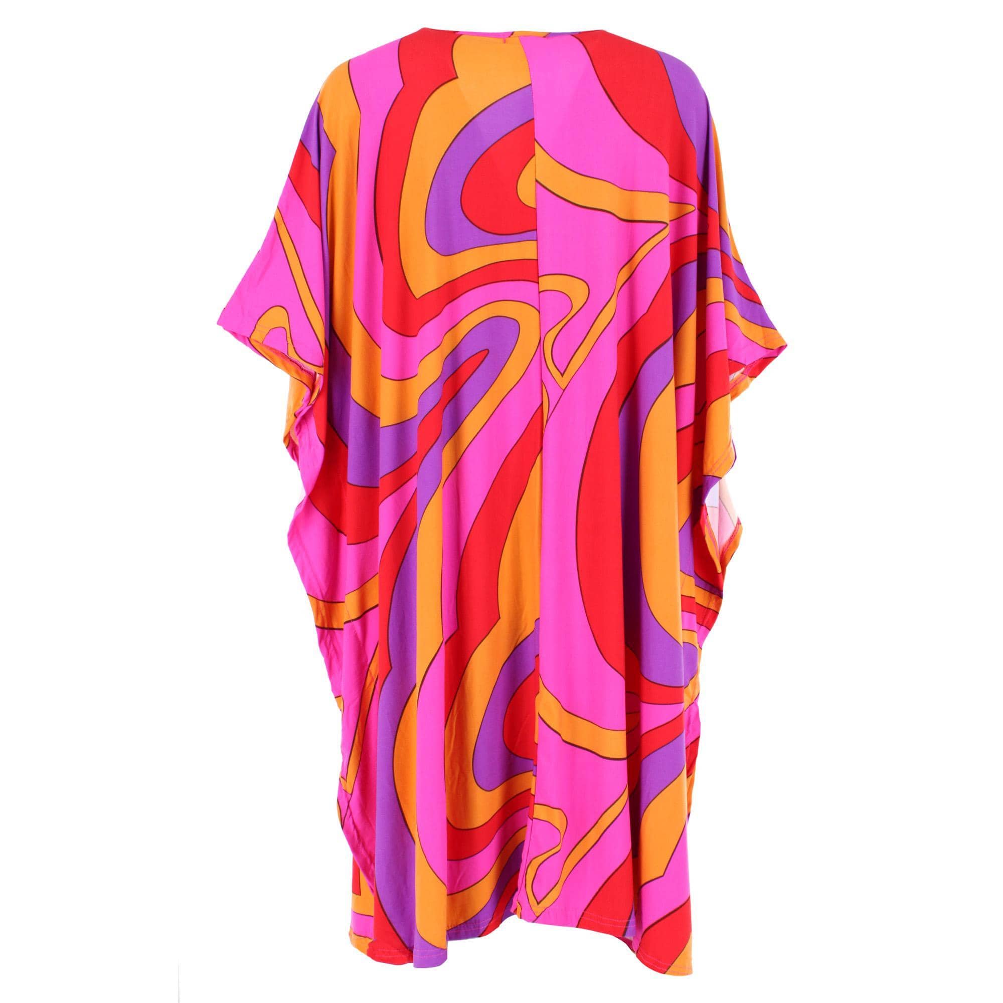 CTM® Women's 70's Swirl Caftan Nightdress by Elegant Emily - Multi