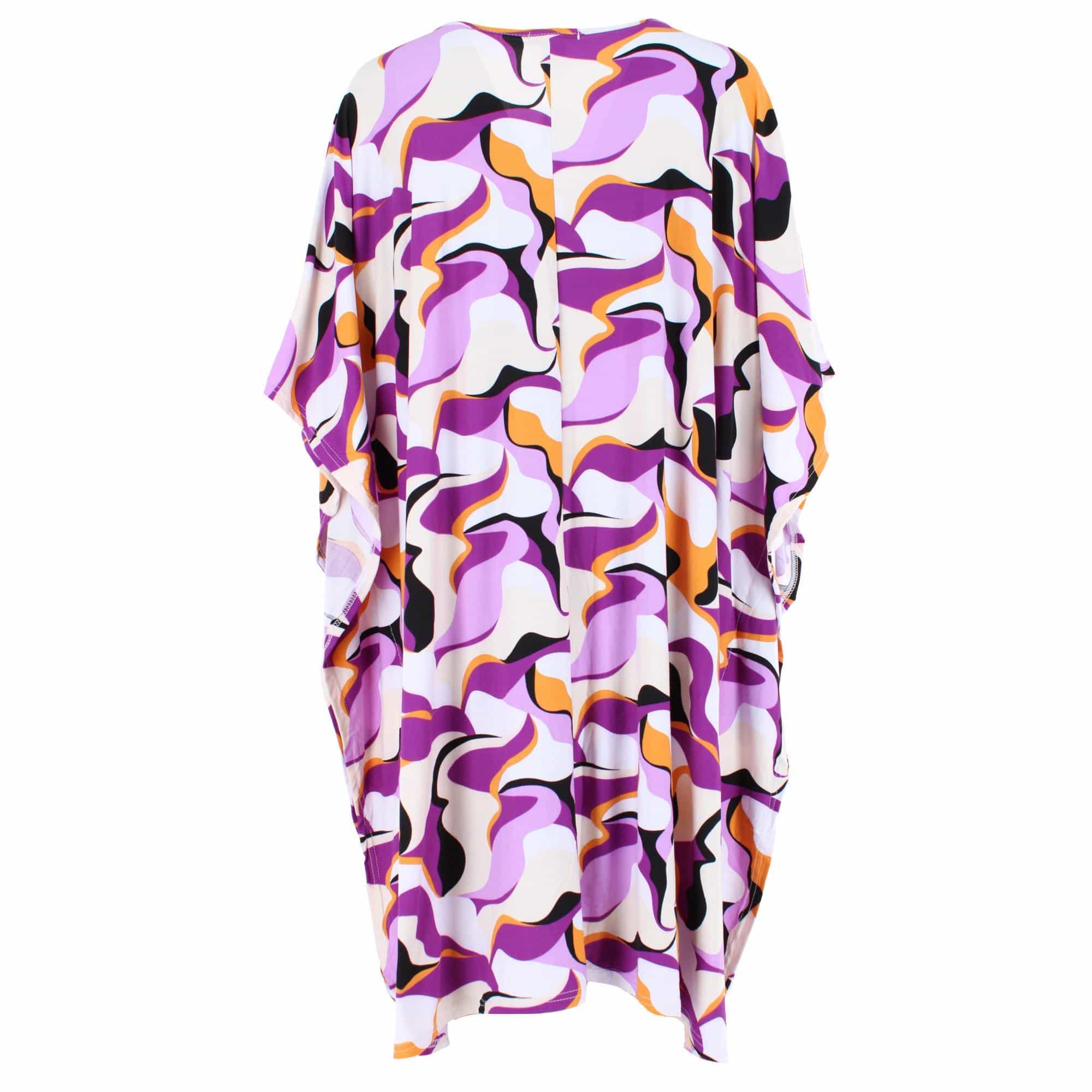 CTM® Women's 70s Swirl Purple Caftan Nightdress by Elegant Emily - Purple