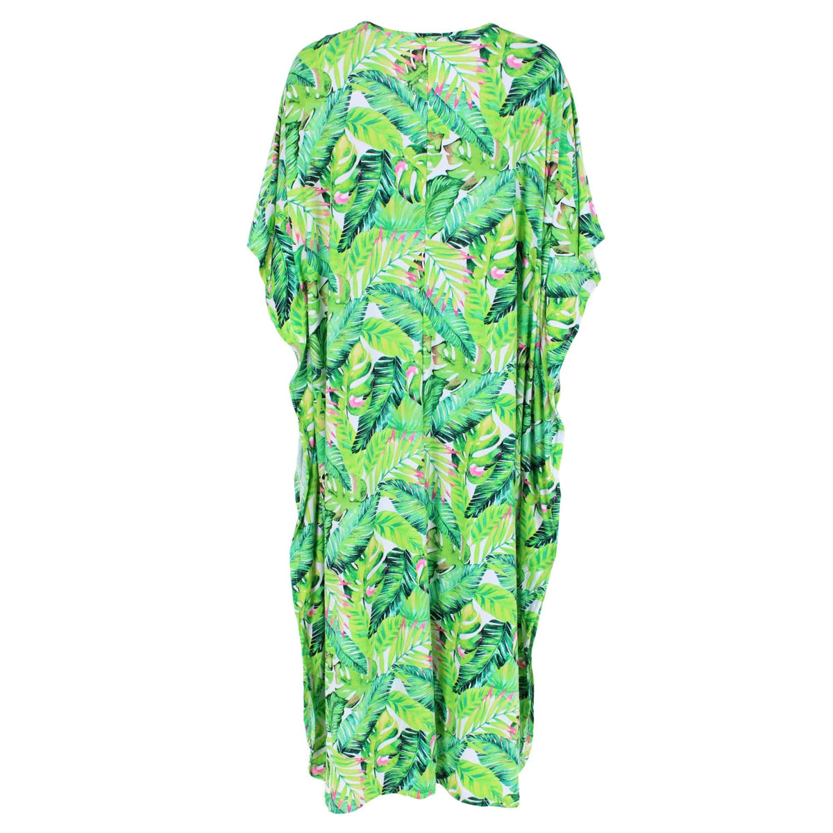 CTM® Women's Large Botanical Leaf Caftan by Elegant Emily - Green