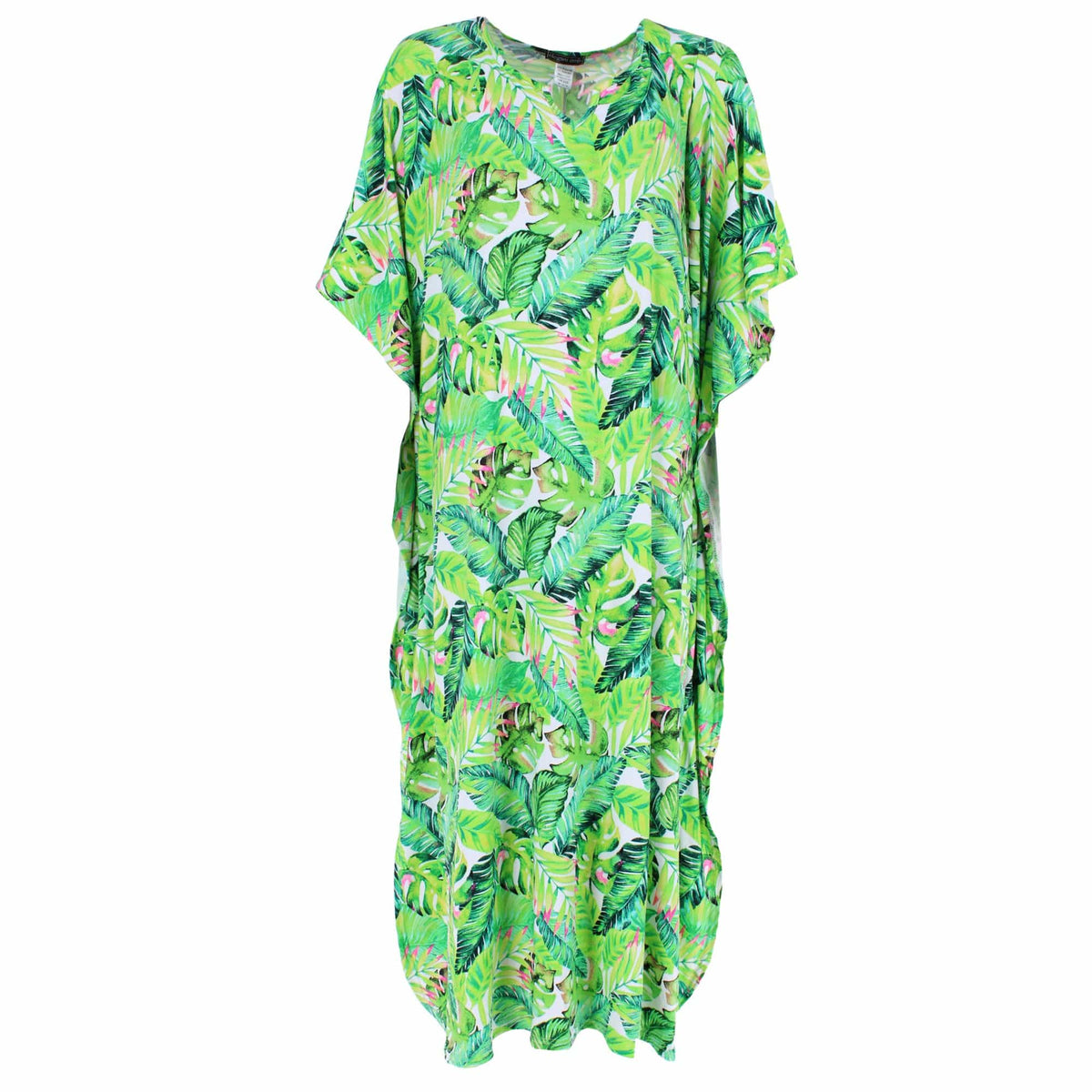 CTM® Women's Large Botanical Leaf Caftan by Elegant Emily - Women's Large Botanical Leaf Caftan by Elegant Emily
