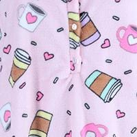 Elegant Emily Women's Plush Coffee Print Sleep Gown - Brown