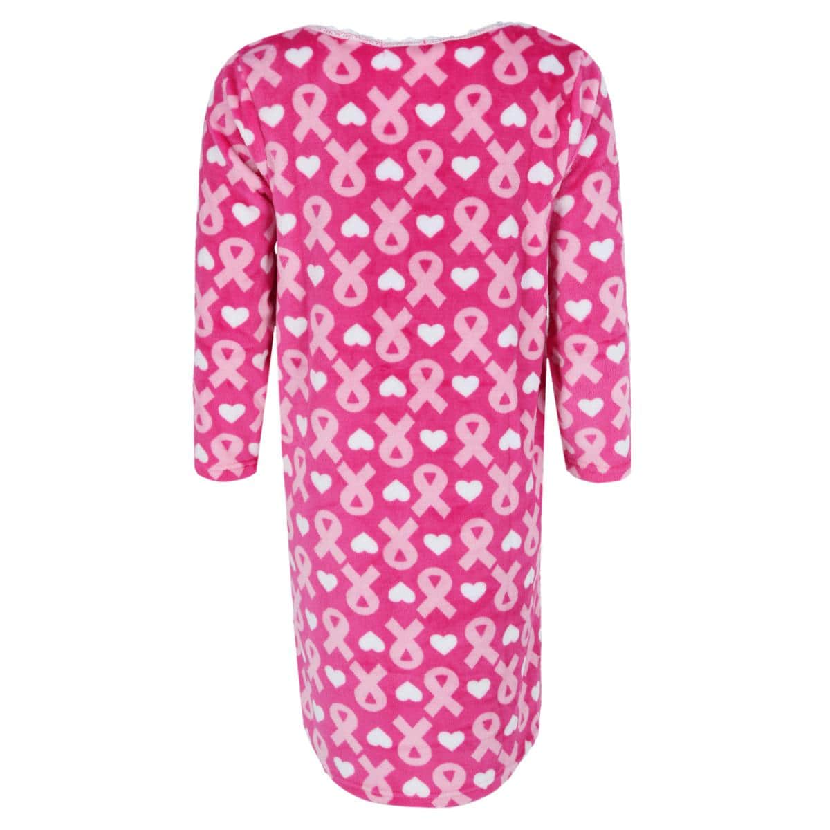 Elegant Emily Women's Heart Breast Cancer Ribbon Plush Gown - Pink