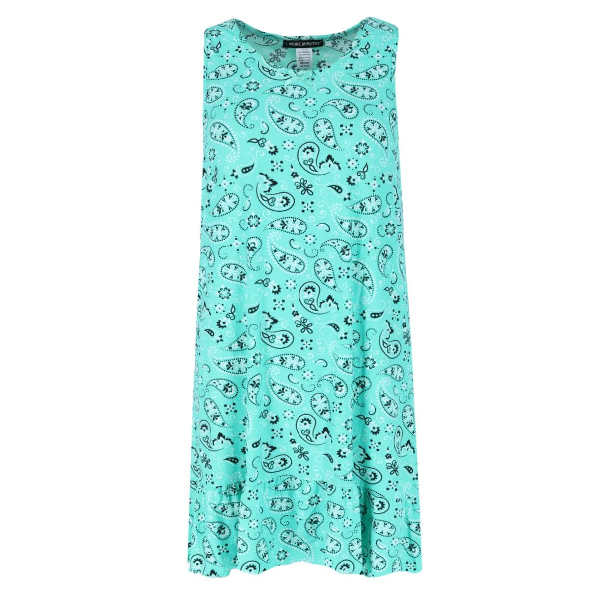 5 More Minutes Women's Paisley Sleeveless Sleep Gown - Teal