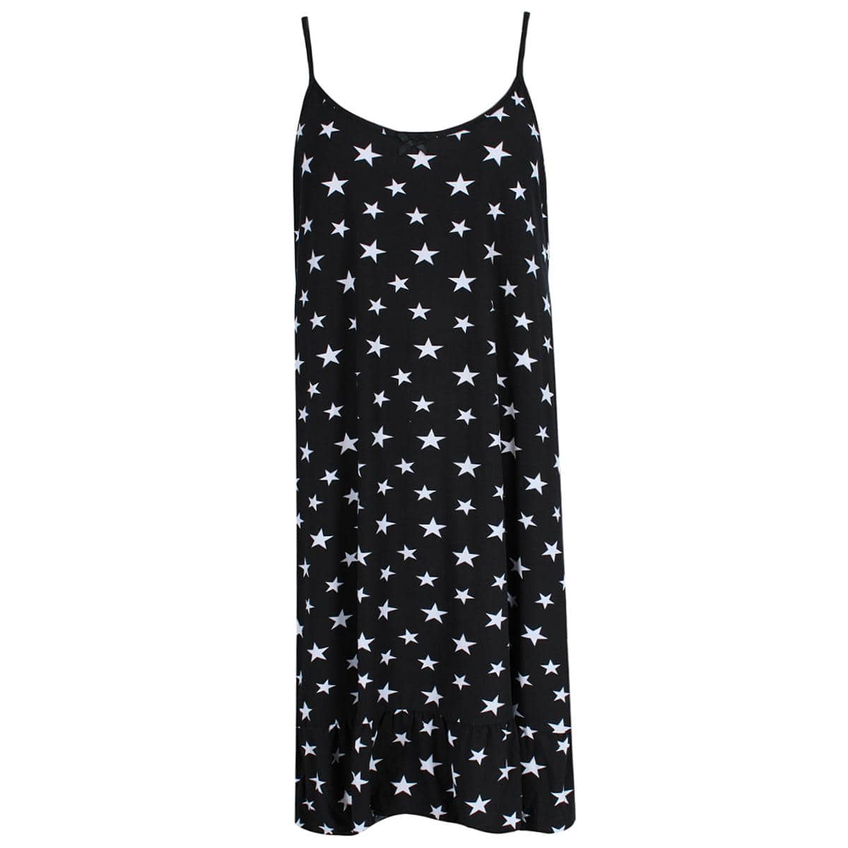 Elegant Emily Women's Star Cami Sleeveless Sleep Gown - Black