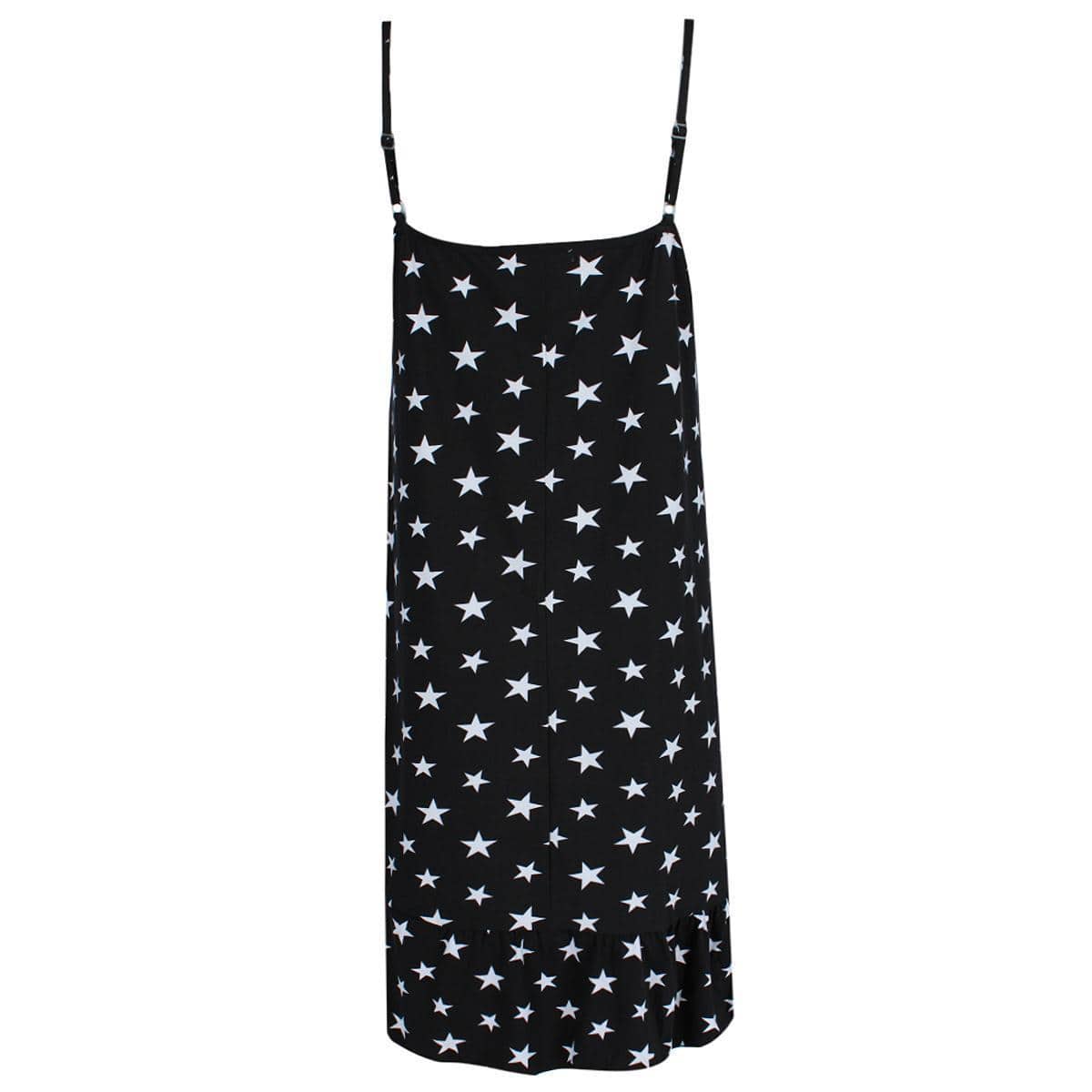 Elegant Emily Women's Plus Size Star Cami Sleeveless Sleep Gown - Black