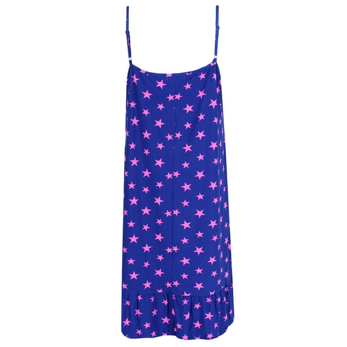 Elegant Emily Women's Plus Size Star Cami Sleeveless Sleep Gown - Blue